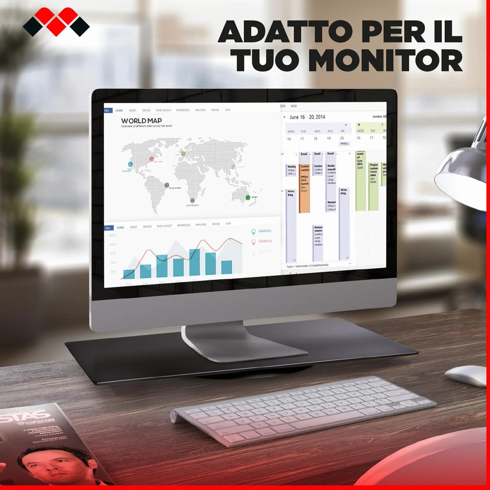 Meliconi Rotobase Elite M, Supporto Monitor e TV Girevole, 360°, 70 kg, Vetro Temperato, Nero