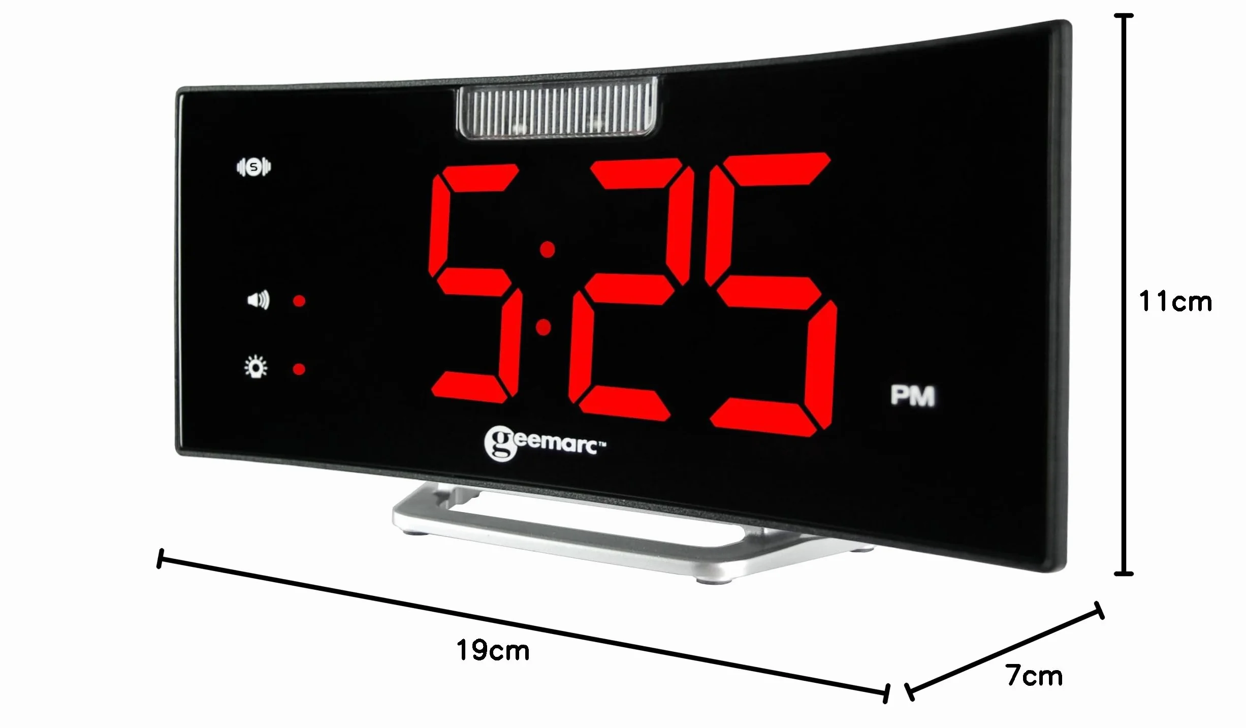 Geemarc Wake 'N' Shake Curve Sveglia con Squillo Forte 95dB Cuscino Vibrante Schermo Luminoso