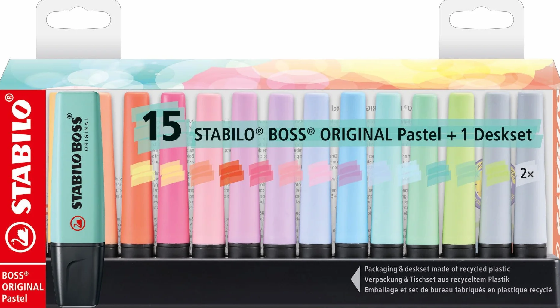 STABILO BOSS ORIGINAL Pastel Evidenziatore Desk-Set 15 sztuk