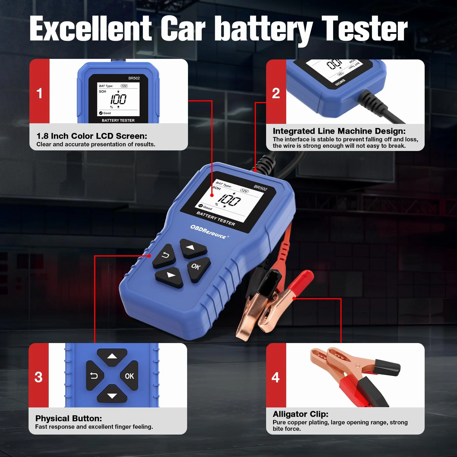 Tester Batterie 6V/12V/24V 100-2000 CCA 2-220 Ah Analizzatore per Auto Moto Tosaerba
