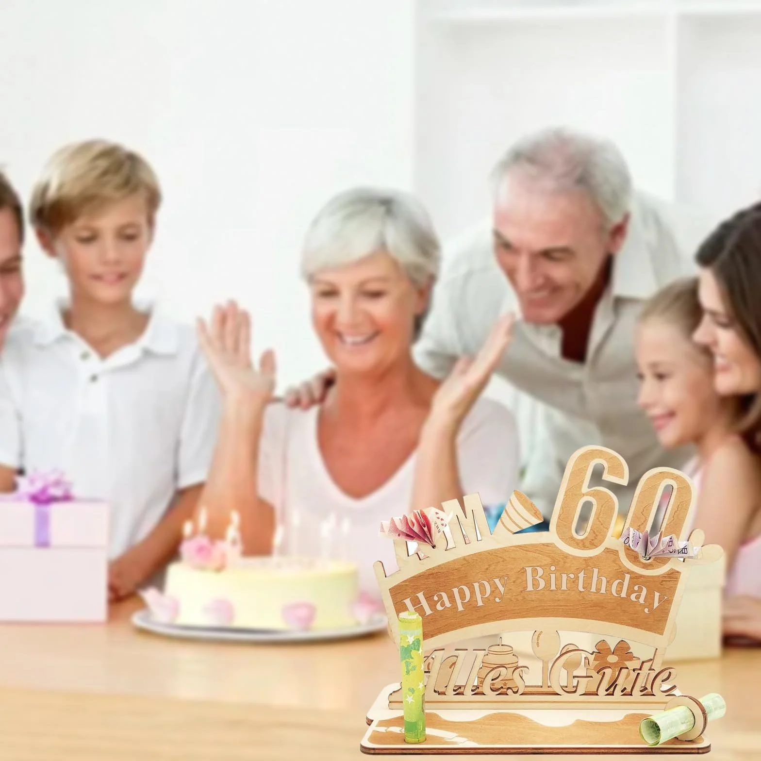 Biglietto Auguri Compleanno in Legno Personalizzato Regalo 60 Anni Donna Uomo