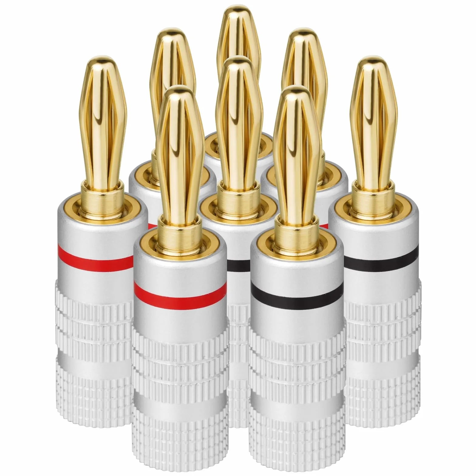 Set di 8 Connettori a Banana Aolso Spine per Cavi Altoparlanti 4.5 mm² HiFi Ricevitore Rosso Nero