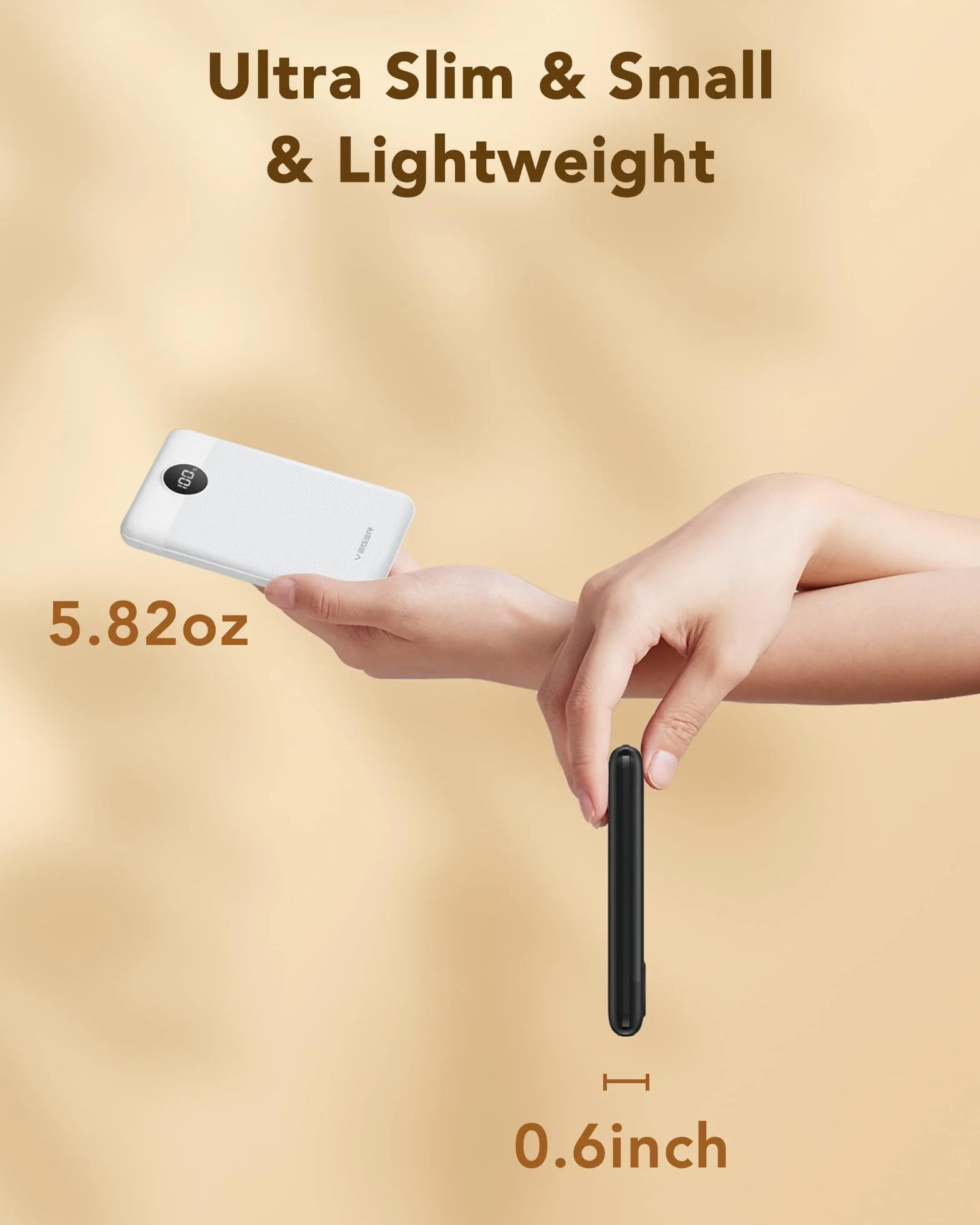 VEGER Power Bank 10000mAh Caricabatterie Portatile LED Display Mini Batteria Esterna 2 Ingressi 2 Uscite