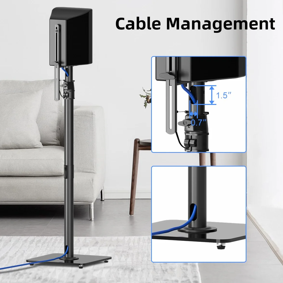 Suptek Supporti da pavimento per altoparlanti robusti in coppia Altezza regolabile 86-113 cm 10 kg