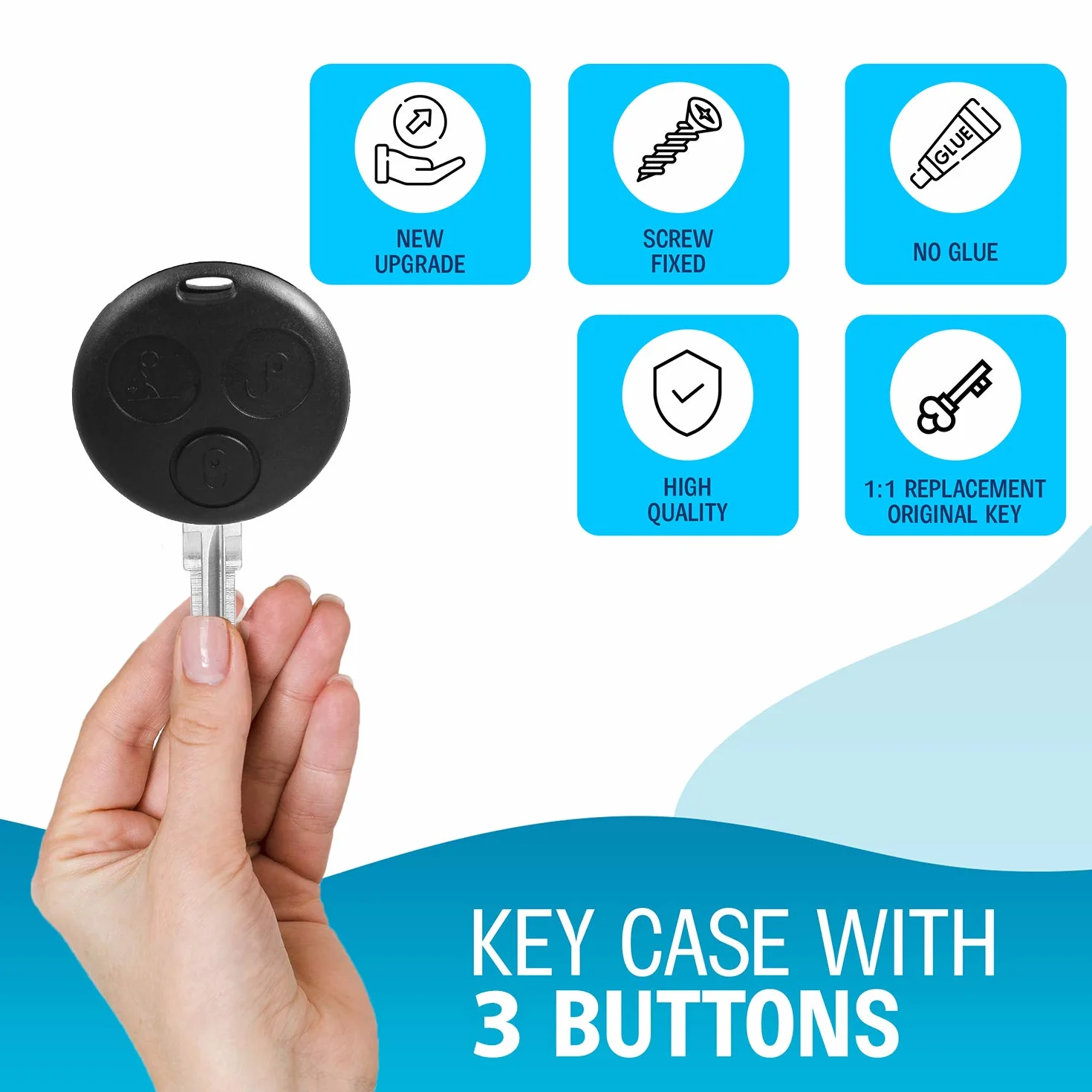 Guscio Chiave Telecomando Smart Fortwo 450 City Coupé Cabrio Roadster Forfour 3 Tasti