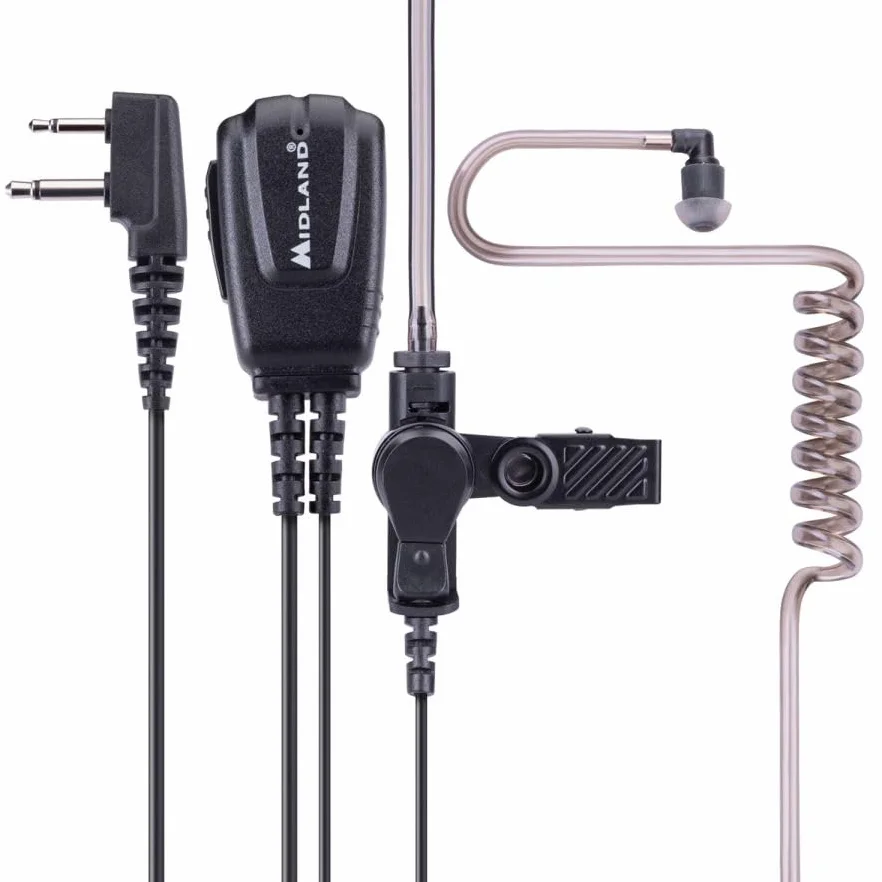 Midland MA31 Secure TX Microfono 2 Pin Auricolare Pneumatico Trasparente PTT Walkie Talkie G7 Pro G9 Pro XT XT Pro