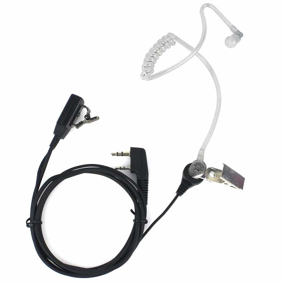 BaoFeng Auricolare a 2 pin con microfono PTT per radio a 2 vie Kenwood Puxing UV-5R 888S (confezione da 2)