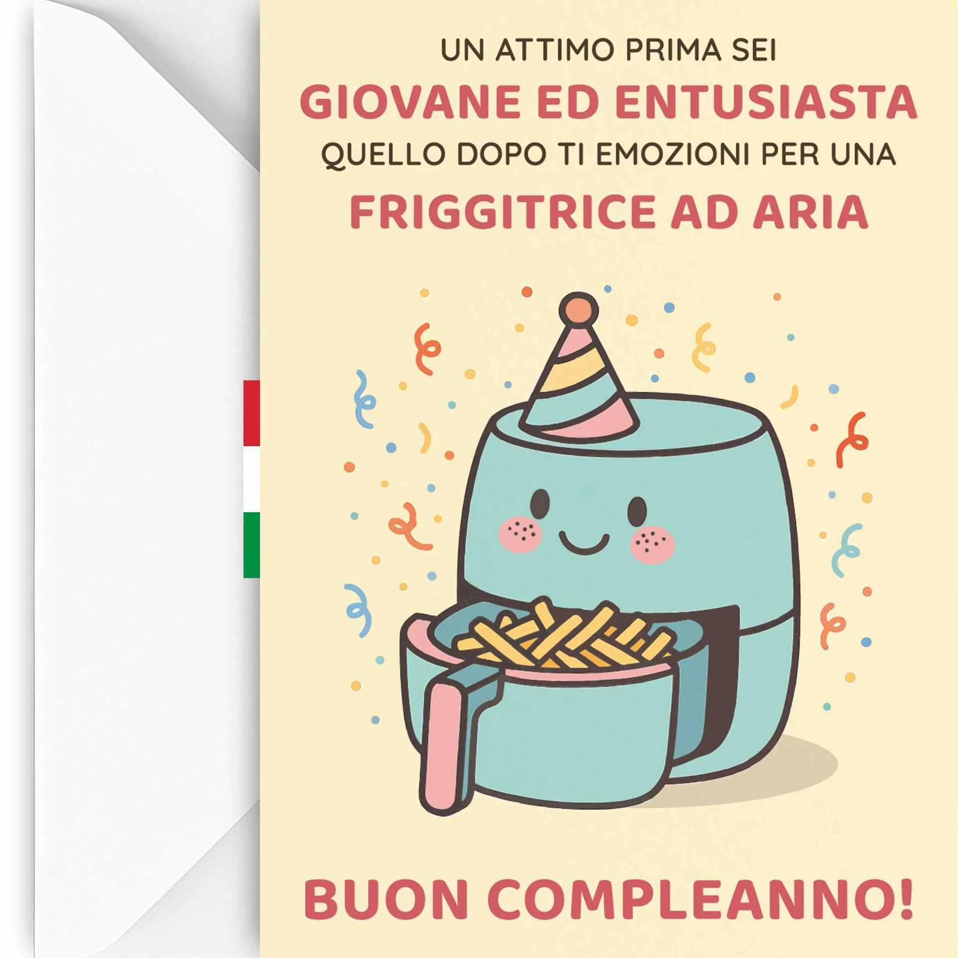 EchoPrints Biglietto Auguri 30 Anni Donna Uomo Porta Soldi con Busta - Biglietti Auguri Compleanno Divertente (Friggitrice ad Aria)