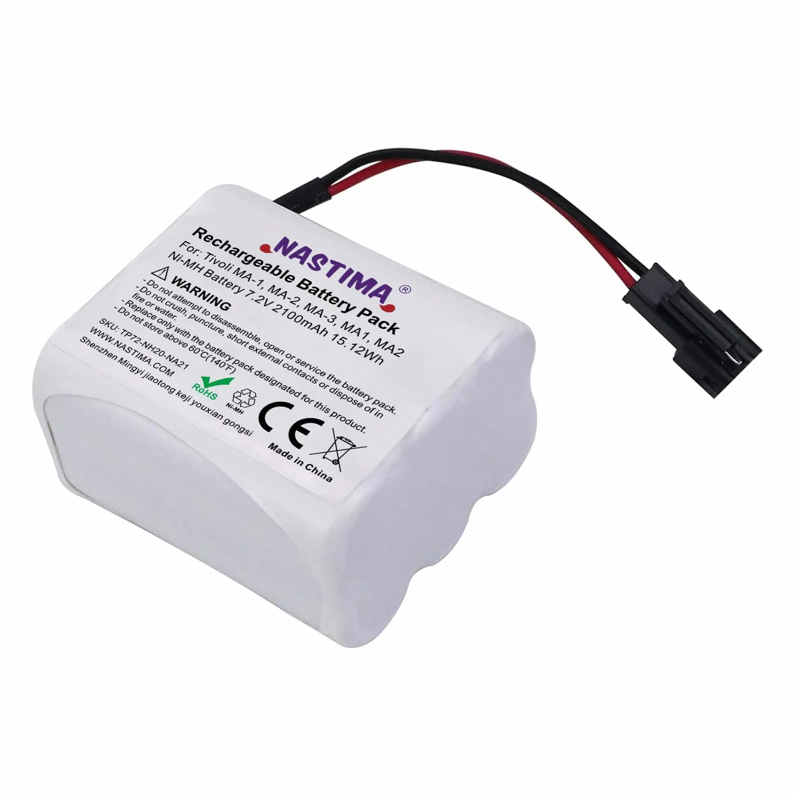 NASTIMA 7,2V 2100mAh Ni-MH Batteria Compatibile per Tivoli PAL/iPAL Radio MA-1 MA-2 MA-3