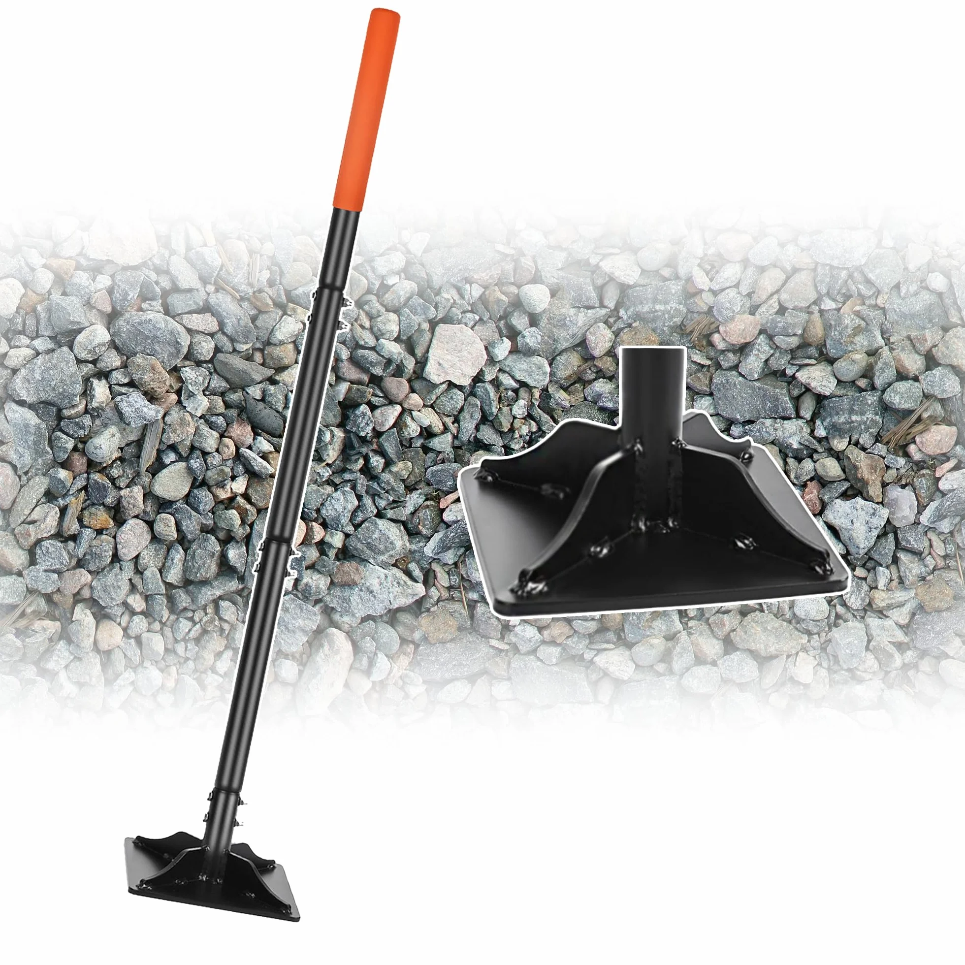 BARAYSTUS Costipatore manuale tampone per calcestruzzo, compressore manuale da giardino, 20 x 20 cm, base grande, 4,5 kg, con manico da 112 cm compattatore terreno