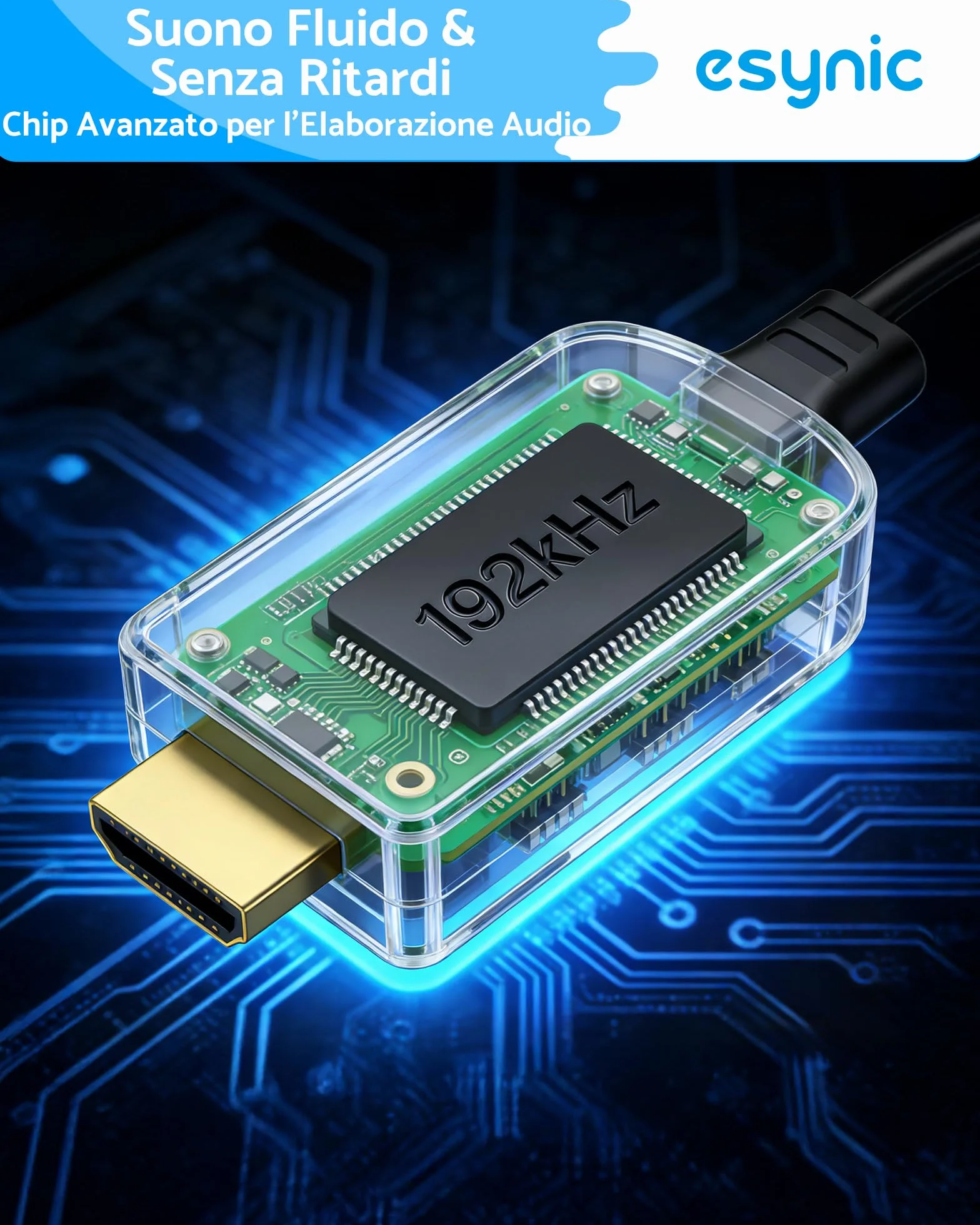 eSynic 192KHz Cavo Convertitore Audio HDMI eARC/ARC a RCA per HDTV Altoparlanti Cuffie, Supporta CEC Telecomando, eARC ARC Audio Extractor con Cavo Integrato 1.5m, Uscita L/R PCM 2CH