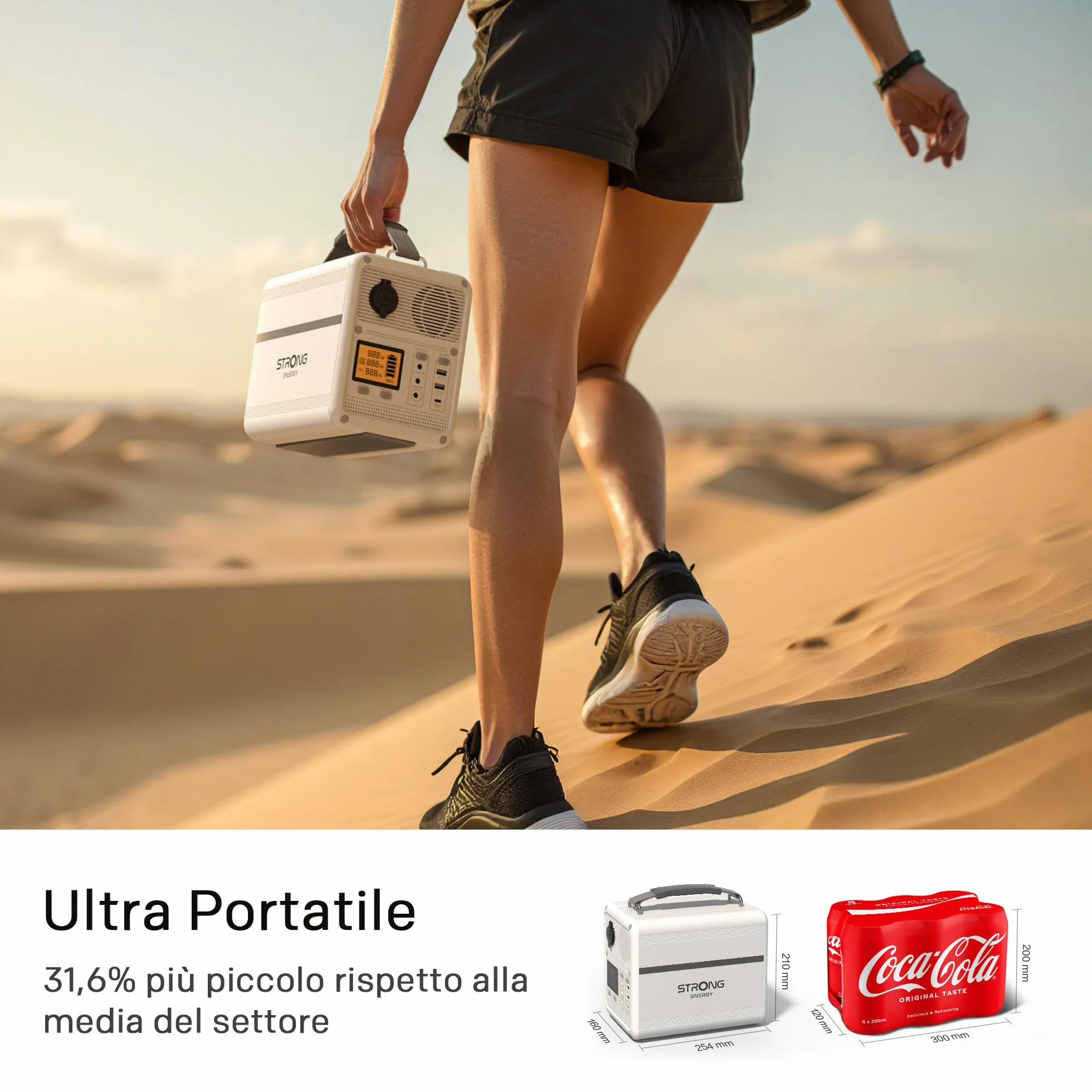 STRONG P500 Stazione Elettrica Portatile, Batteria LFP 460,8Wh, Generatore Solare 500W Peak, Ricarica Solare/DC/Auto, Tecnologia MPPT, Protezione BMS, QC3.0+PD100W per Campeggio, Viaggi ed Emergenze