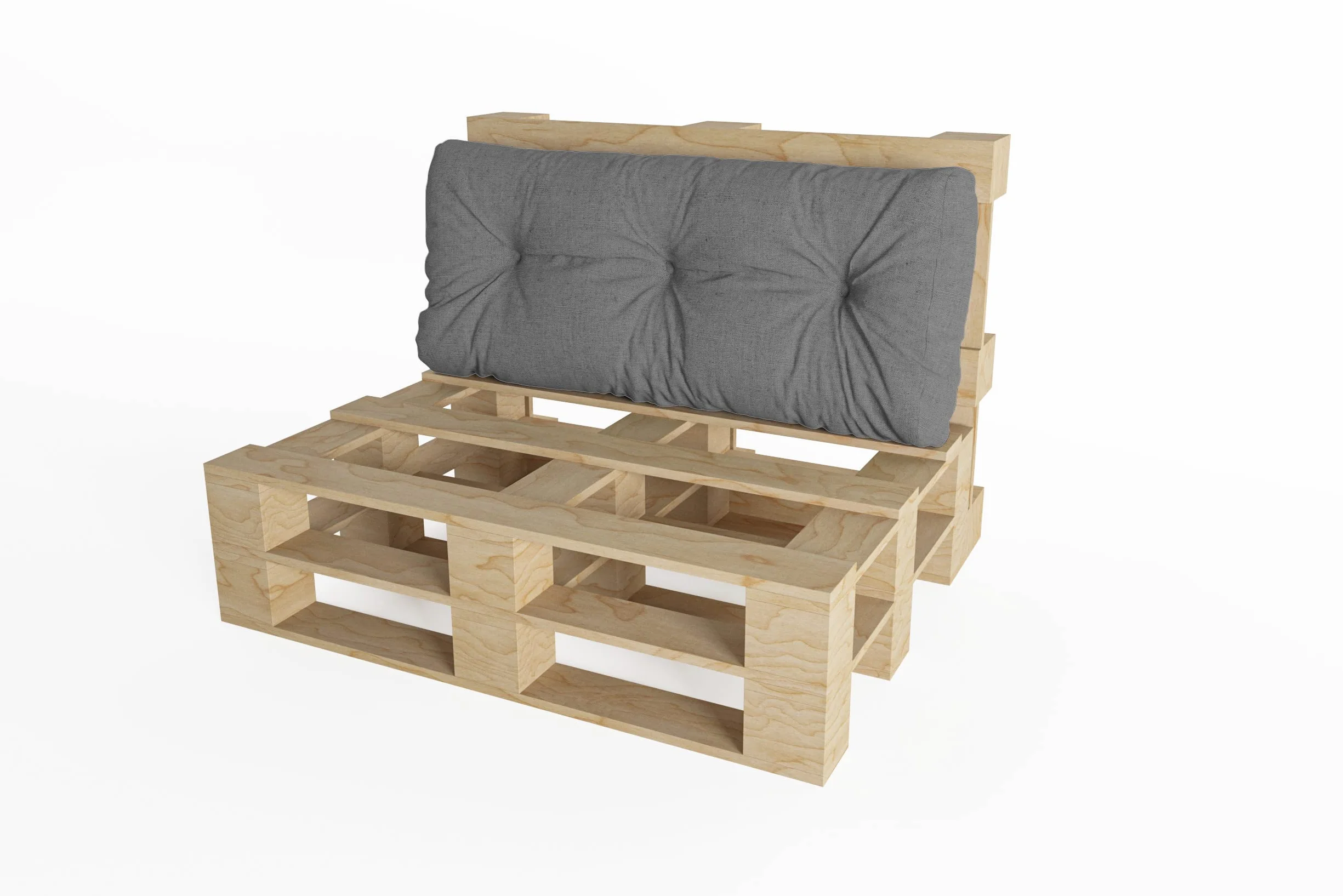 Chilly Pilley Cuscino Trapuntato Per Mobili In Pallet 120x50x15 Grigio
