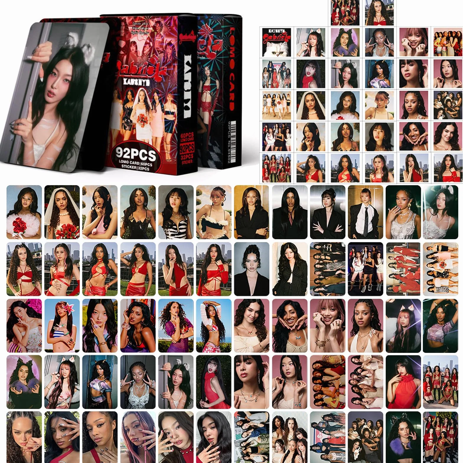 Katsseye Photocard Lomo Carte 60 Pezzi Card 32 Pezzi Adesivi Kpoop Fotocard Sticker