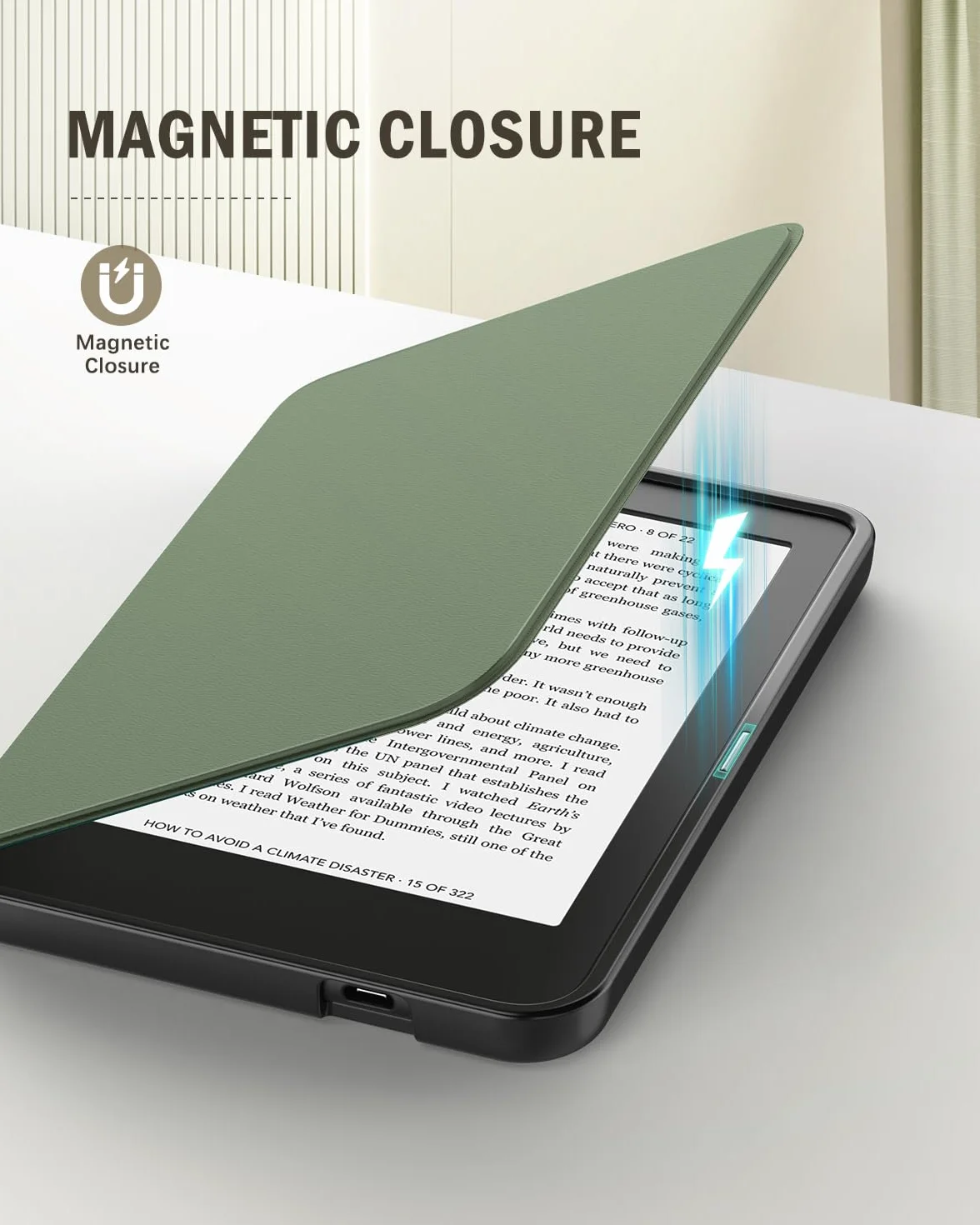 MoKo Custodia per Tolino Shine Color Shine 5 2024 Shine 4 2022 Kobo Clara BW Colour 2E 6" Cover Folio Auto Wake Sleep Celadon