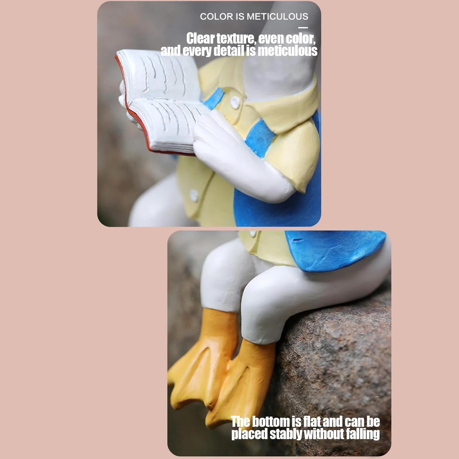Statua da giardino a forma di , coppia in resina gialla, decorazione per prato esterno, graziose statuette di anatre, set di ornamenti da giardino, statue di anatre da esterno con finitura