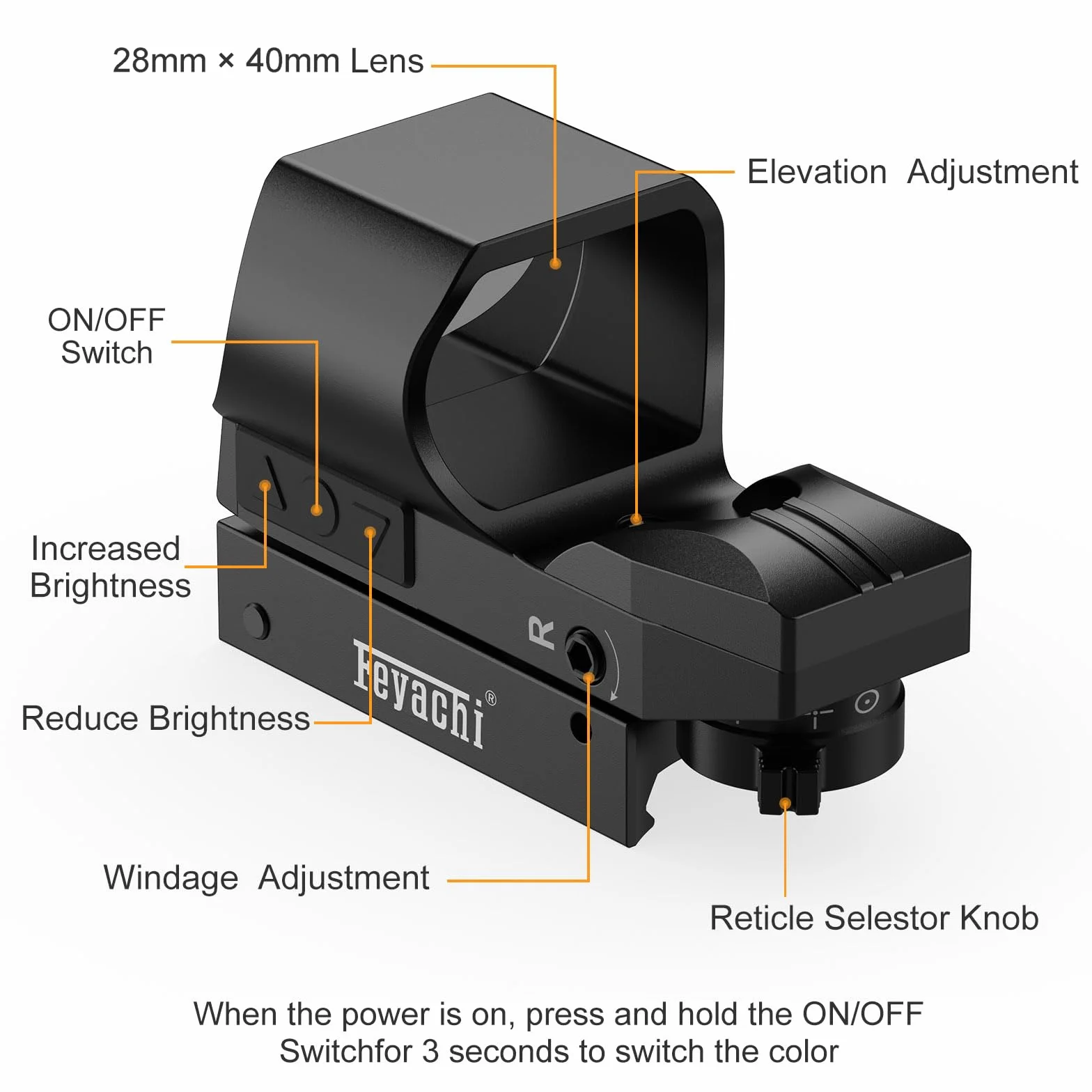 Feyachi RS-31 Mirino a Puntino Rosso Reflex Sight, 4 Reticoli Regolabili, 6 Livelli di Luminosità per Fucili, Montatura Picatinny