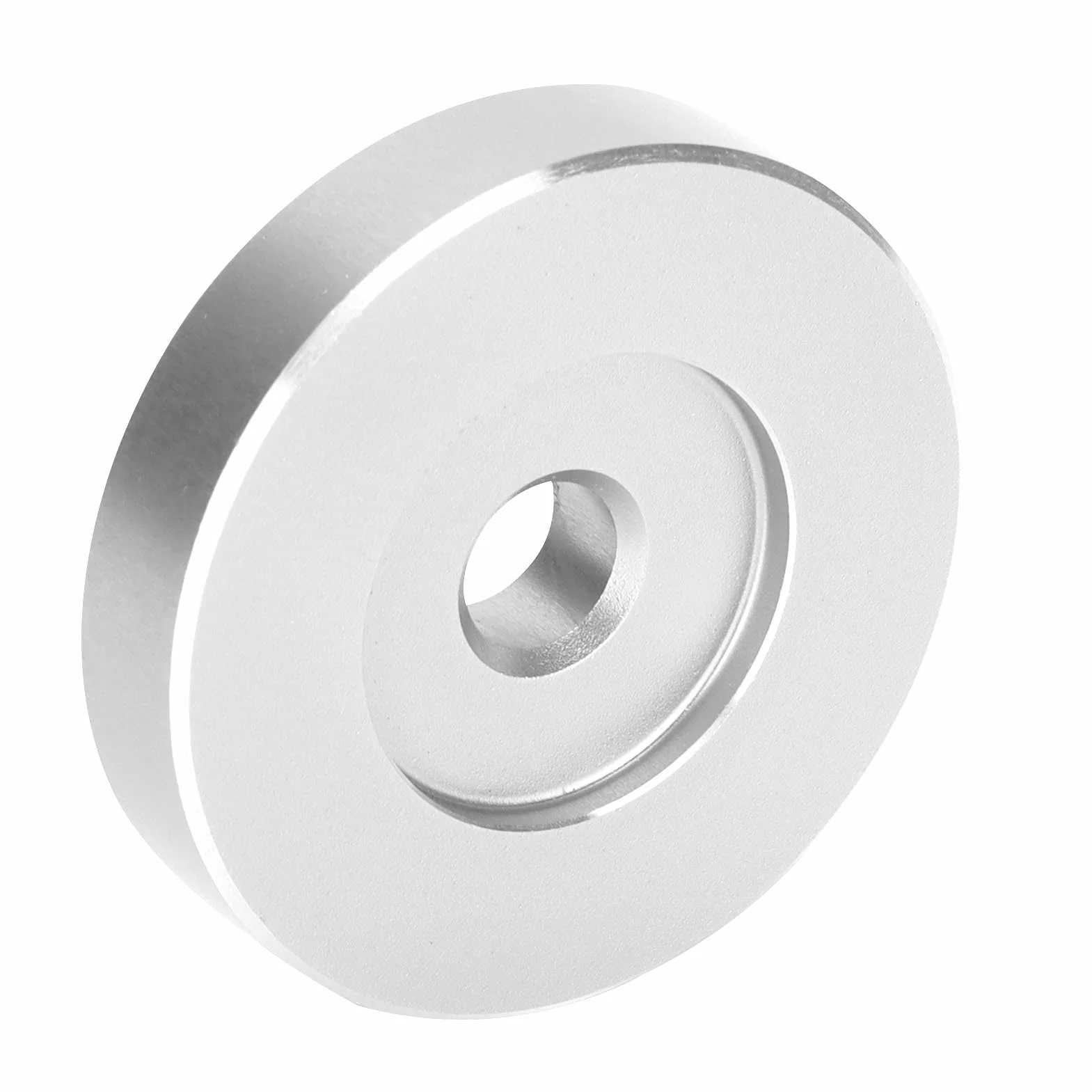 Adattatore per 45 Giri/min, Morsetto per Dischi con Foro Grande 38mm x 8mm Alluminio per Giradischi 7 Pollici (Silver)