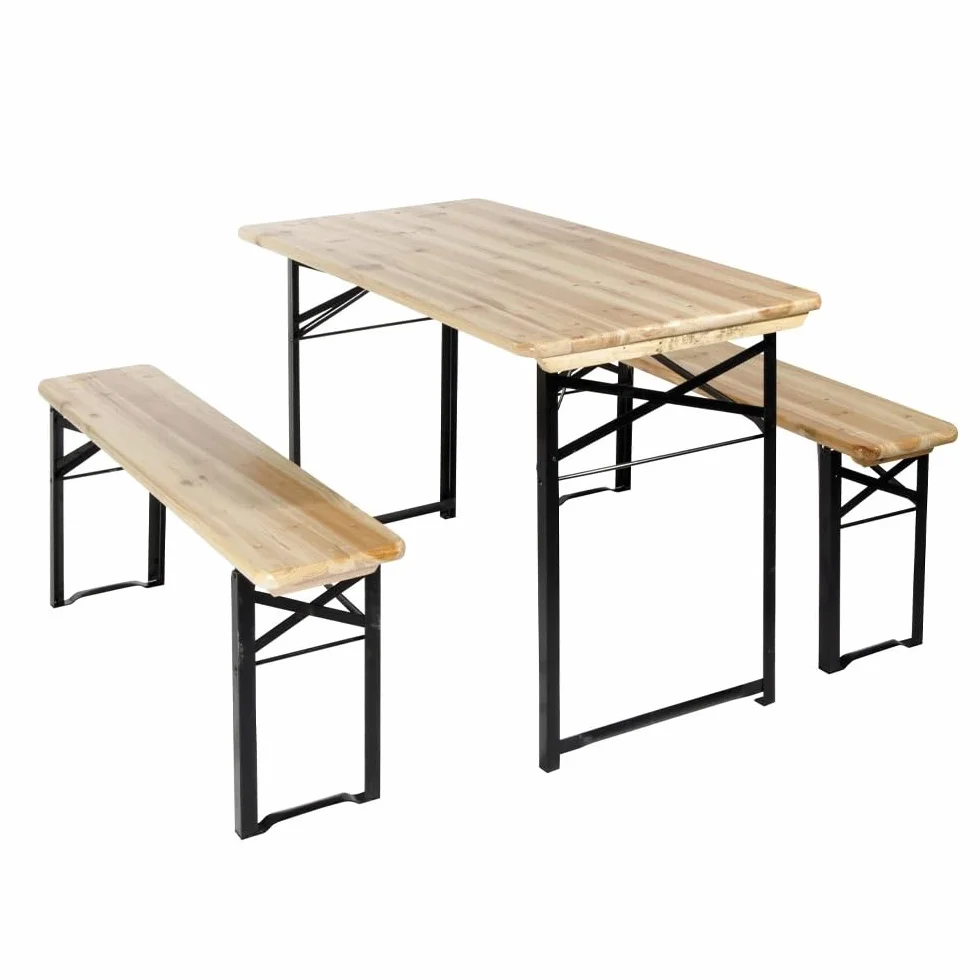 Generico Set Birreria 120×60 cm in Legno di Abete con 2 Panche per campeggio, compleanni, feste e Fiere.