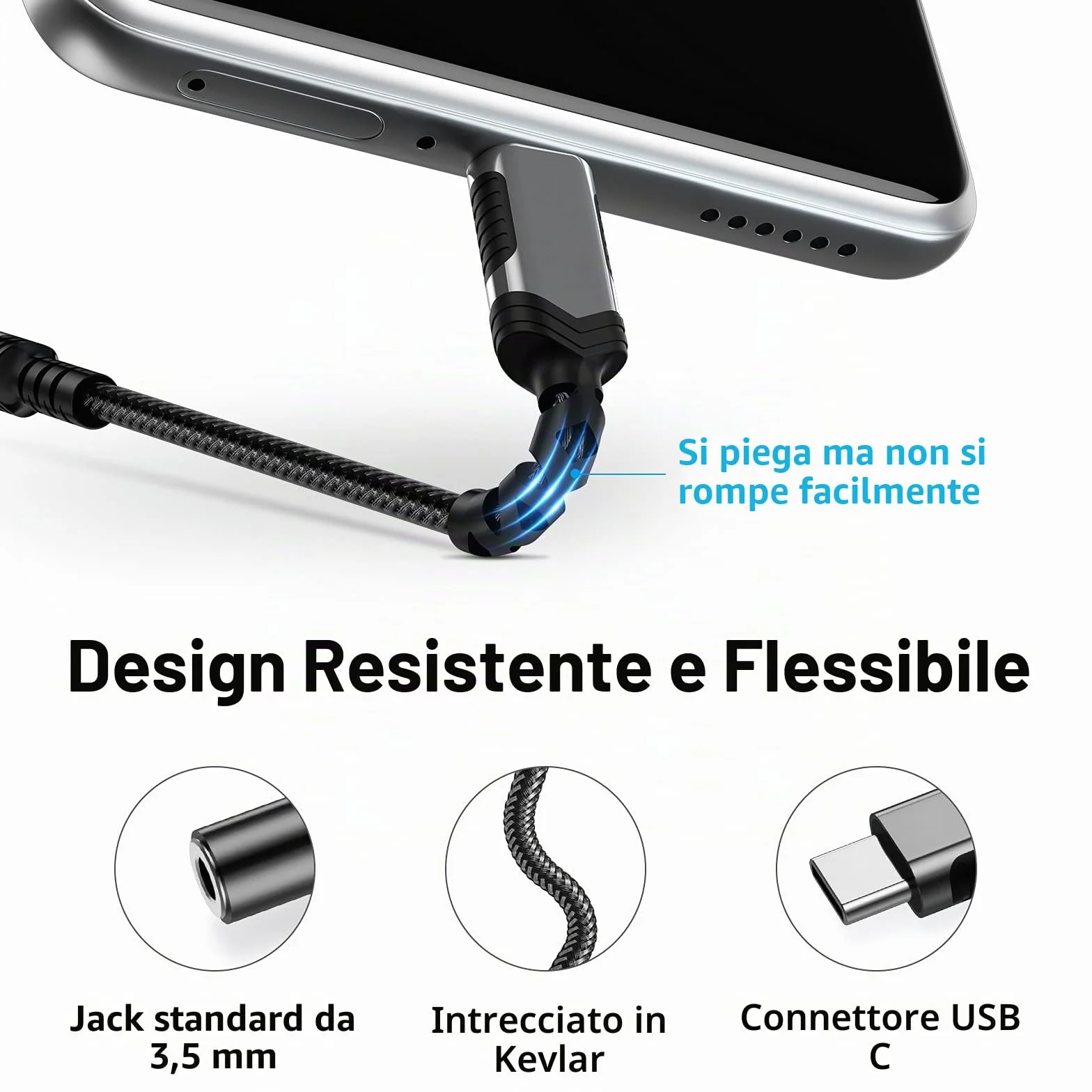 Adattatore USB C a Jack 3.5mm per Samsung Galaxy A16 A17 A26 A34 A56 S26 S25 iPhone Air 17 16e 15Pro Max Pixel 10 9a