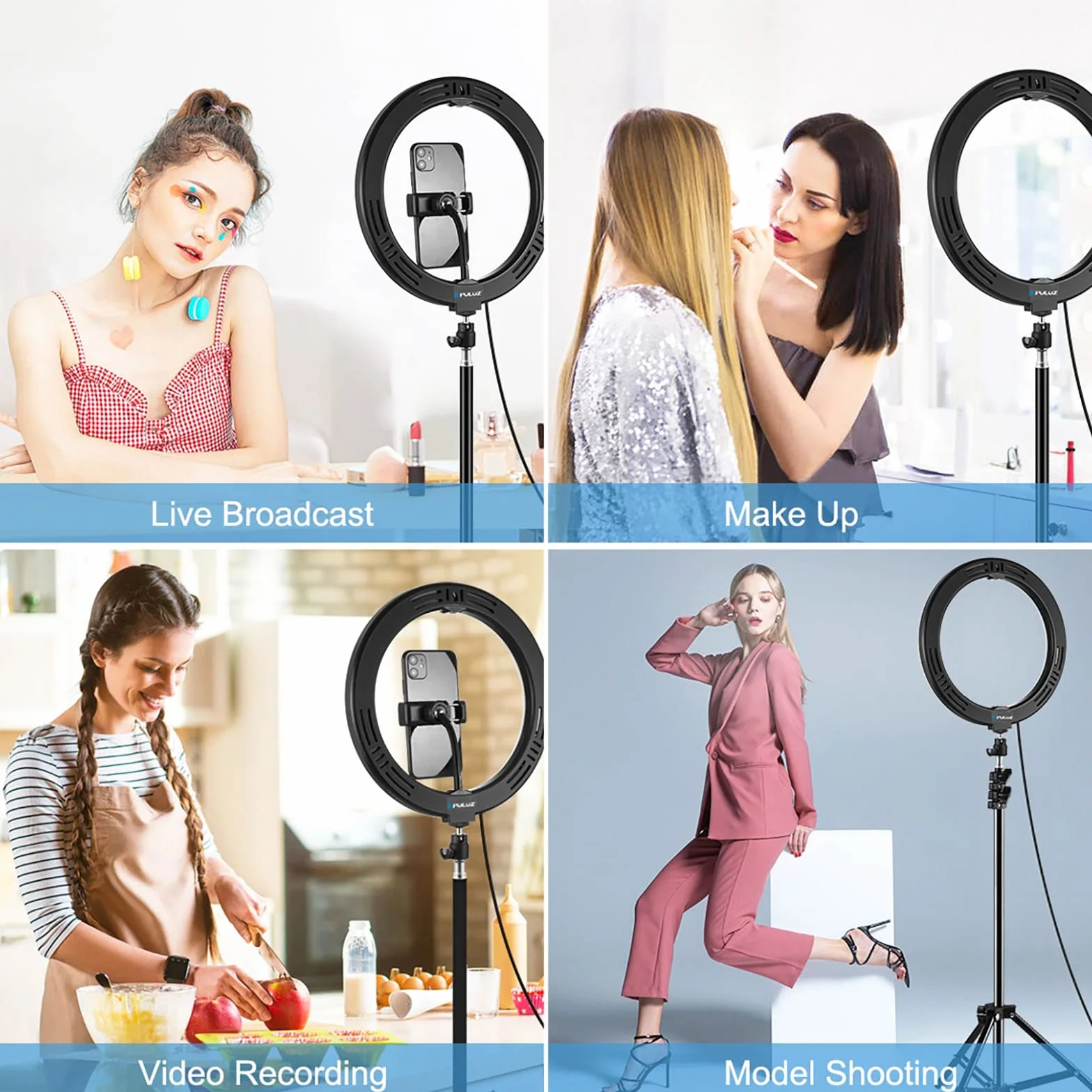 ELLENNE Anello Luminoso LED Selfie Ring Light 26cm Smartphone Treppiede