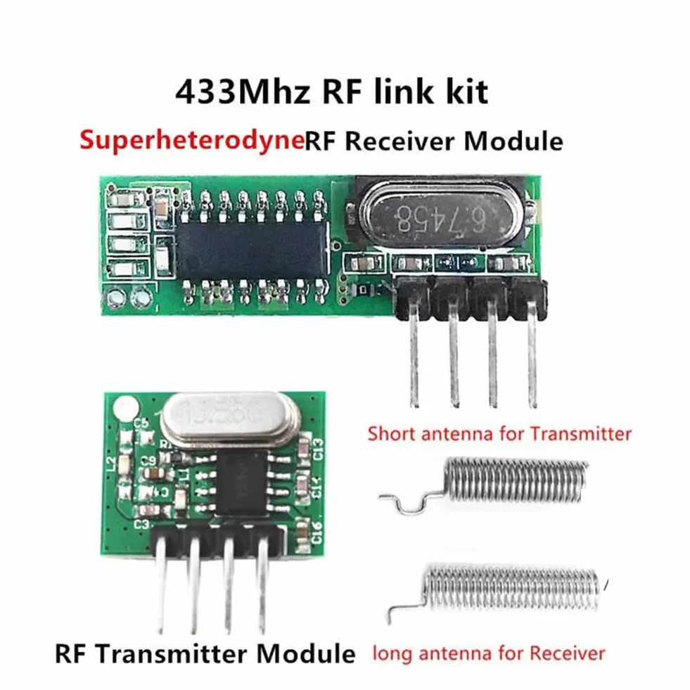 433 Mhz Supereterodina Modulo Ricevitore e Trasmettitore Wireless Kit DIY Antenna