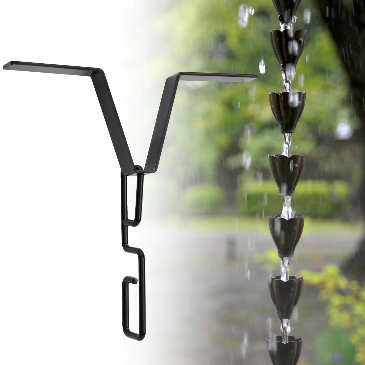 Ganci per Grondaie a Catena per Pioggia, V Clip e S Gancio Adattatore 2 Pezzi