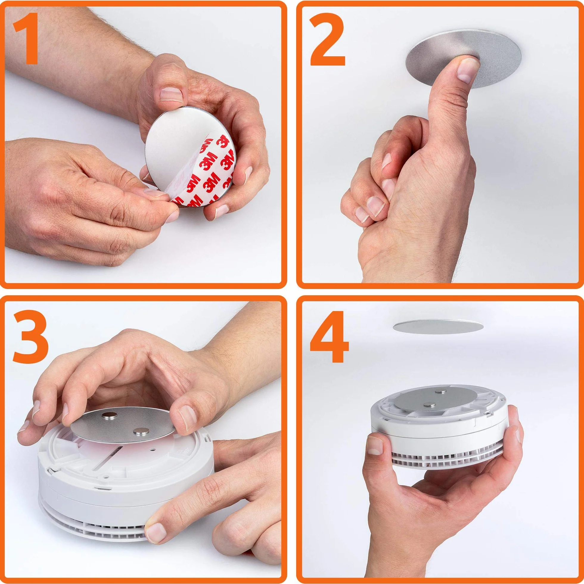 ECENCE Supporto magnetico adesivo per rilevatore di fumo Ø70mm Set da 10 pezzi