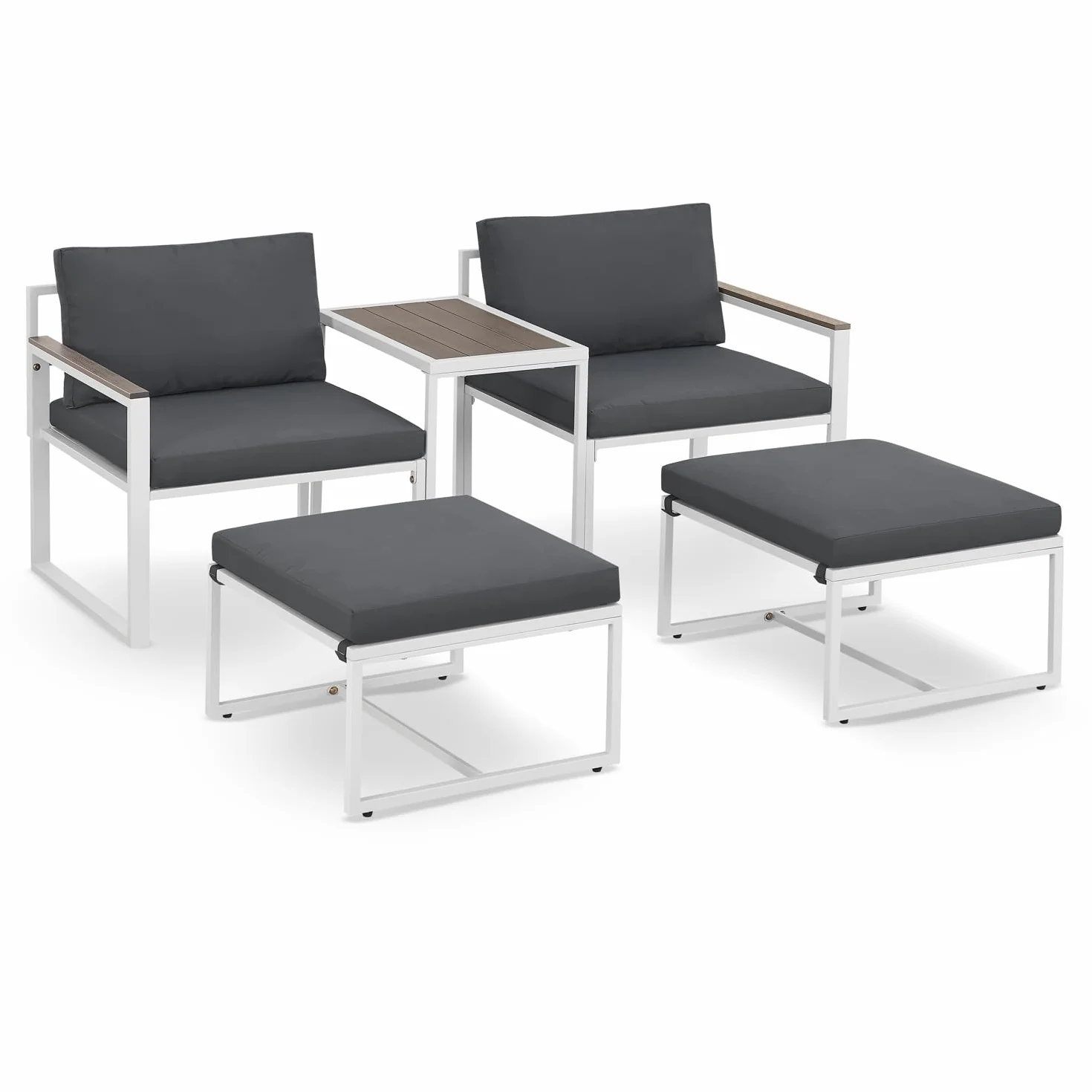 Juskys set di mobili da giardino Bari da 5 pezzi - Set lounge con tavolino e cuscini - Salottino da giardino, terrazzo, aree esterne - Grigio