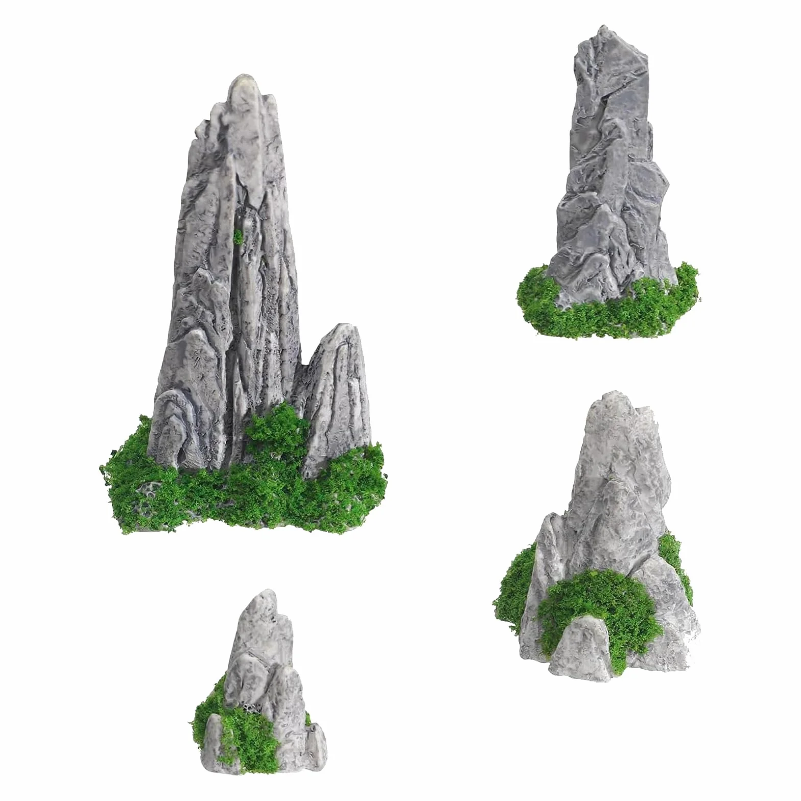 4 Pezzi Micro Paesaggio Roccioso Montagna Micro-Paesaggio Accessori per Giardini in Resina per Decorazione Zen Decorazione da Giardino Acquario