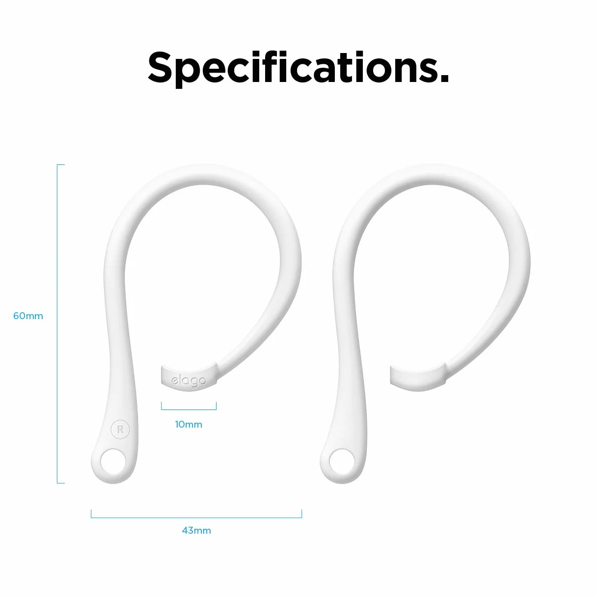 elago EarHooks Ganci Auricolari Compatibili con Apple AirPods Pro 3/2/1 e AirPods 4/3/2/1, Supporti Antiscivolo in TPU per Sport, Bianco