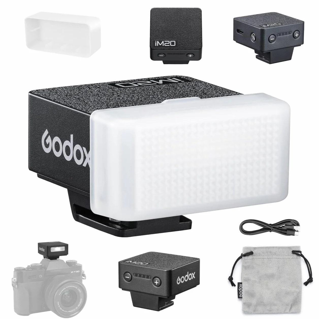 Godox iM20 Mini Flash Speedlite per Fotocamera 470 mAh Tipo-C 440 flash 3s Riciclo 5 Livelli Potenza per Sony ZVE10 ZV1 A7III Ricoh GR3 Fujifilm F1