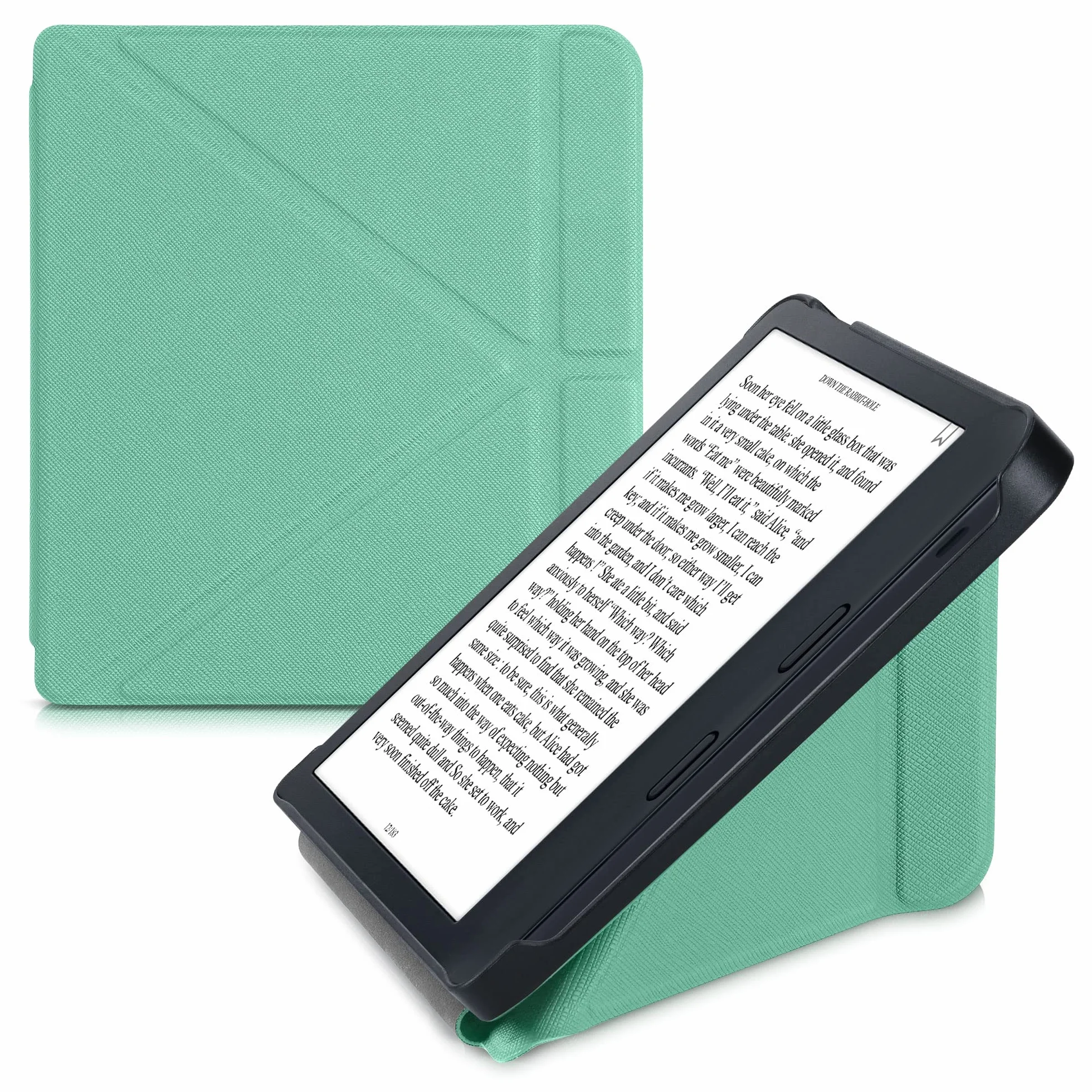 kwmobile Pieghevole Custodia Compatibile Kobo Libra 2 Cover Magnetica Pelle PU eReader Stand Menta