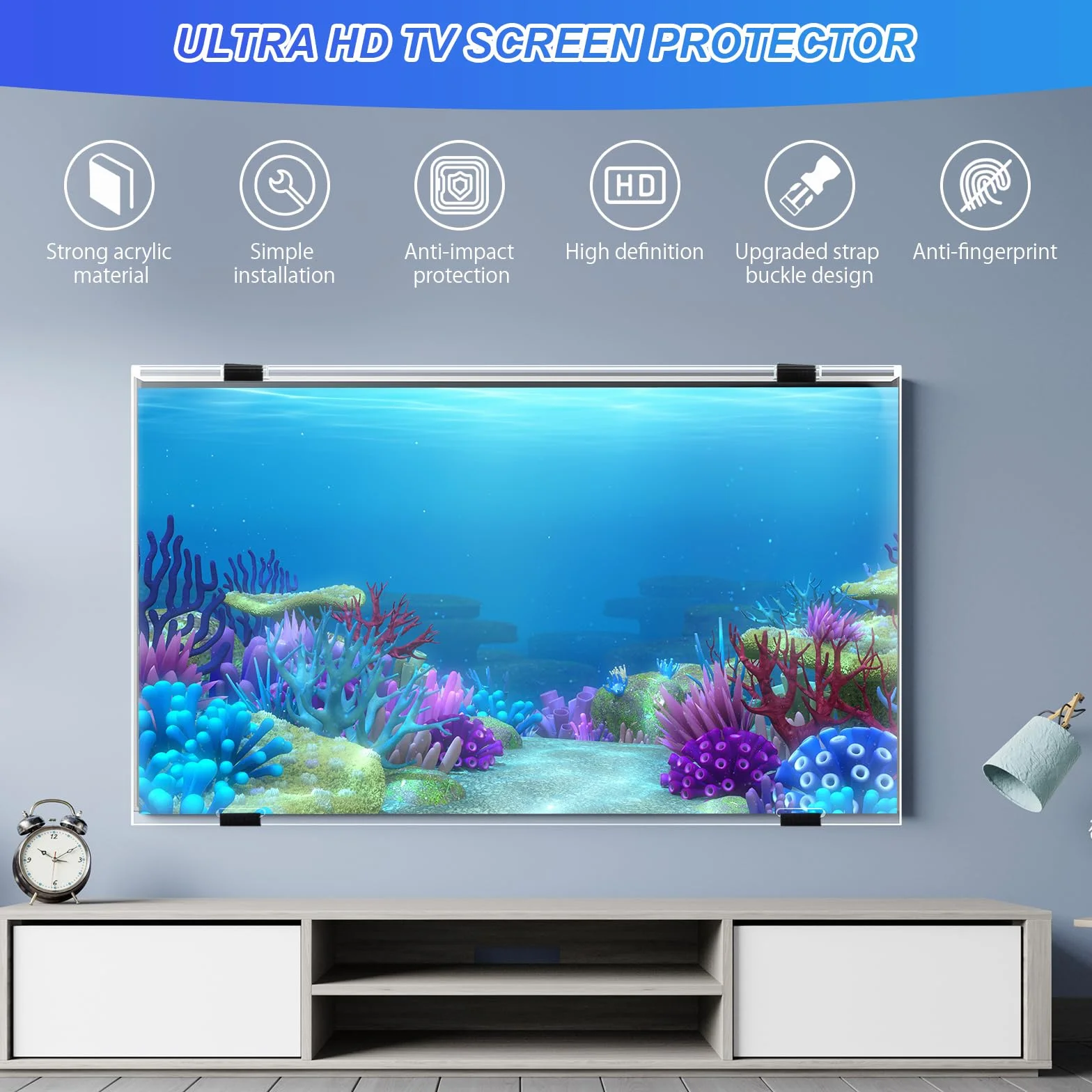 Qoosea Protezione Schermo TV 55 Pollici Acrilico HD Pellicola Protettiva Antigraffio Antiurto