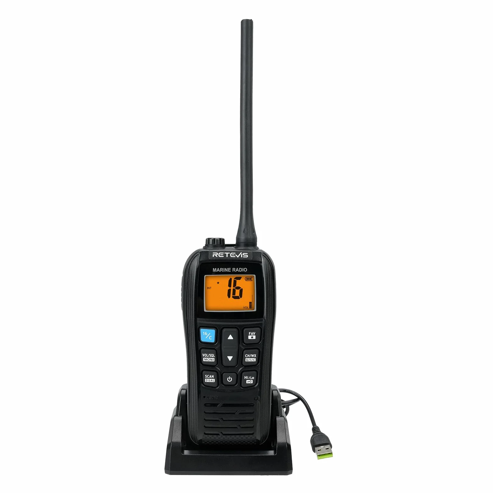 Retevis RM22 VHF Marino Portatile Walkie Talkie Impermeabile IP67 Galleggiante 2200 mAh 88 Canali Radio Marina Bidirezionale