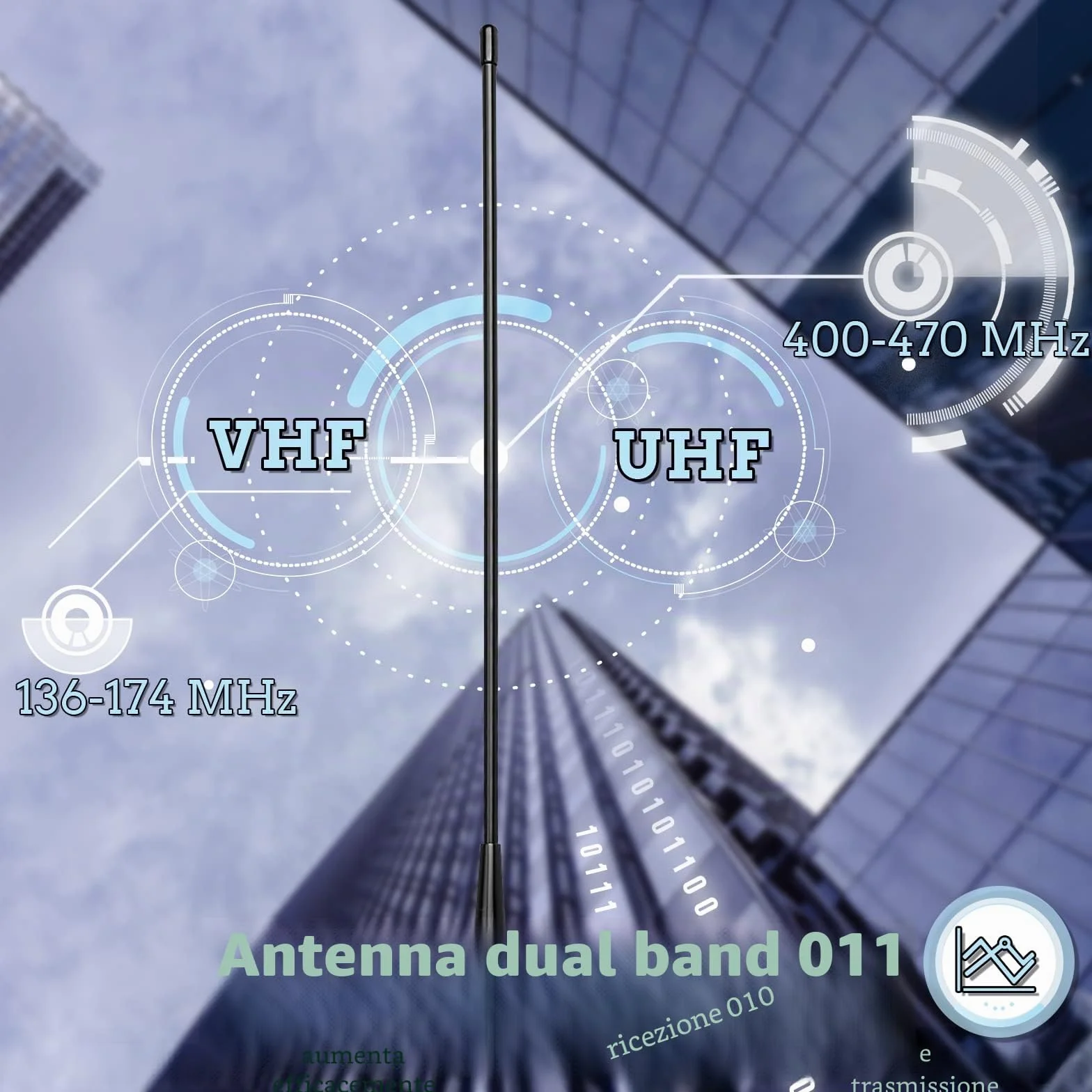 Retevis RHD771 Antenna Ricetrasmittenti Elite Frusta 38CM SMA-F Doppia Banda 144/430 MHz Compatibile con Baofeng UV-5R