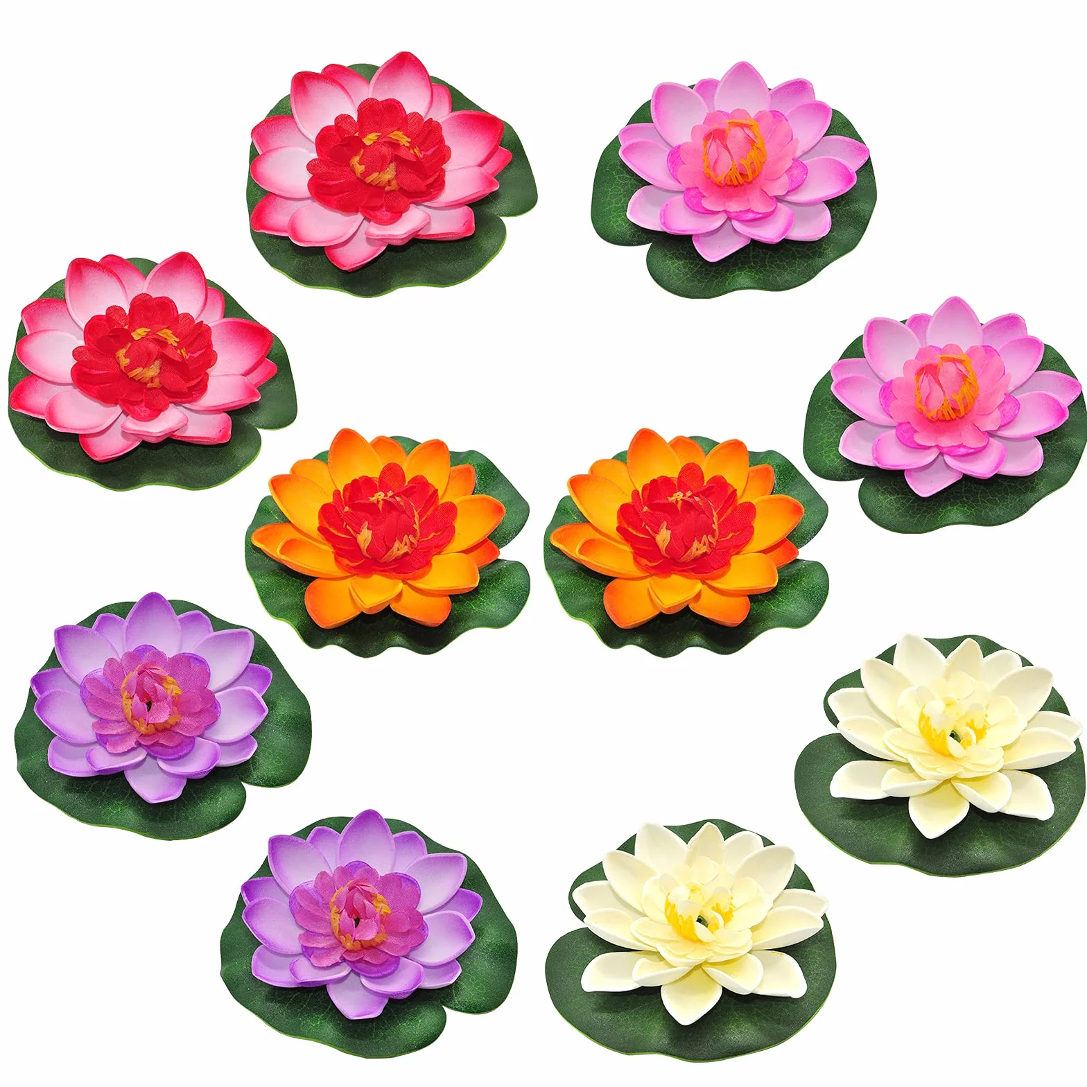 SwirlColor Laghetto da Giardino Piante Artificiali Fior di Loto Romantic Impermeabile per Casa Acquario Nozze 10cm-10 pezzi