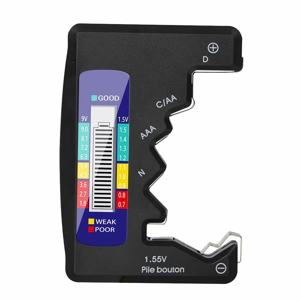 DollaTek 1.5V 9V Digital Battery Tester universale per AA AAA LR44 - Nero
