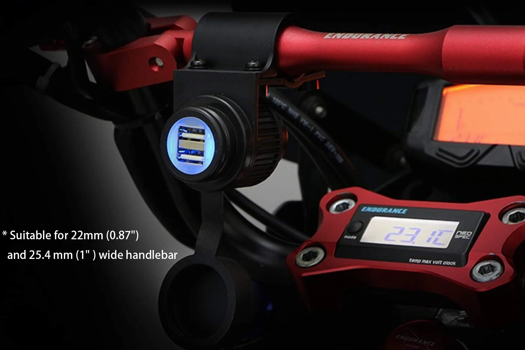 Cliff Top 3.3 Caricabatterie USB per Manubrio Moto GPS Navigatore Smartphone