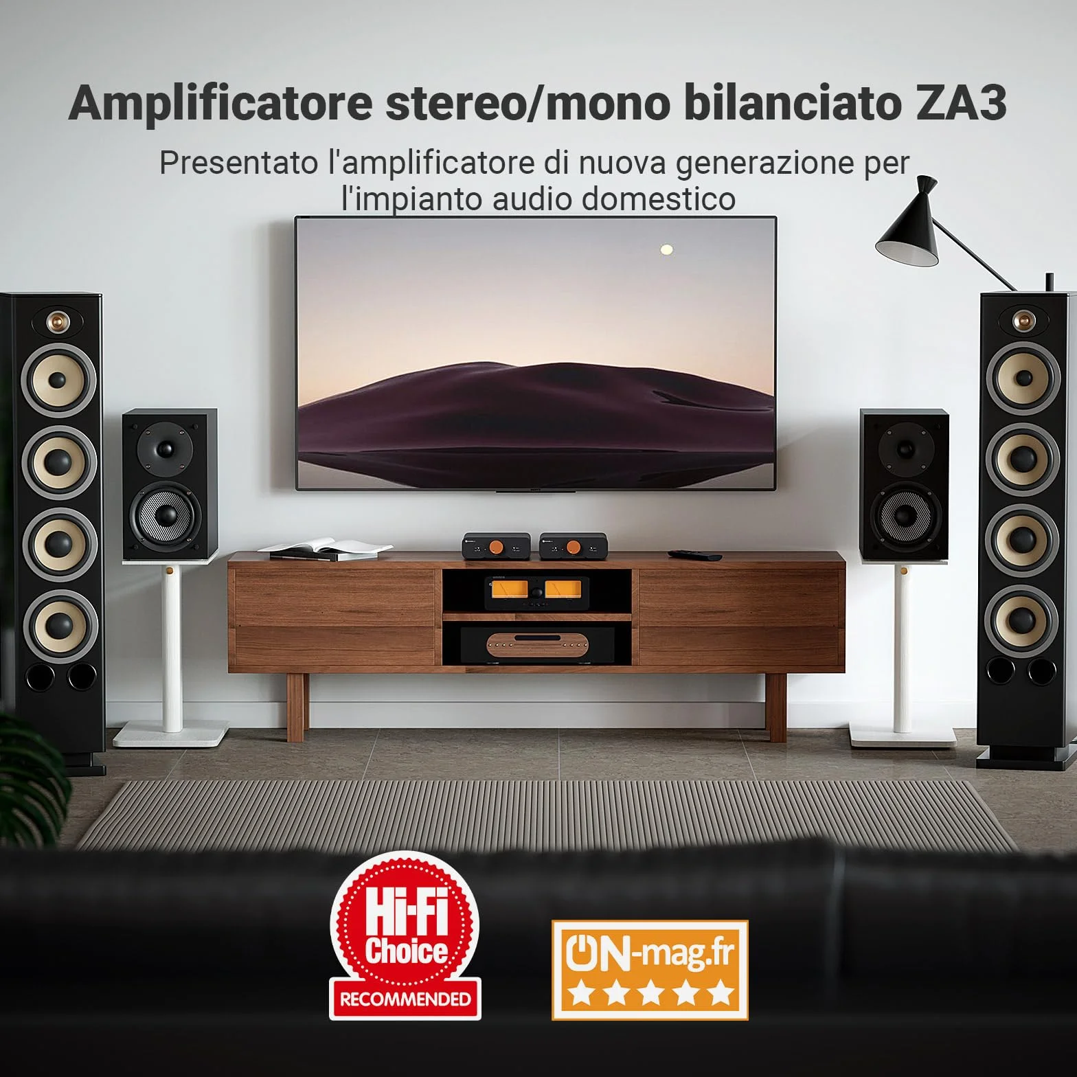 Fosi Audio ZA3 Amplificatore HiFi Stereo/Mono Bilanciato, Mini Amplificatore Audio Monoblocco, XLR RCA 12V Trigger-in, Alimentatore 48V/5A