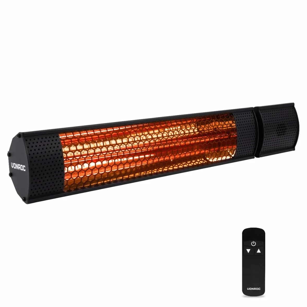 VONROC Stufa riscaldante a infrarossi 2000W da esterno 2 livelli di calore Telecomando Nero