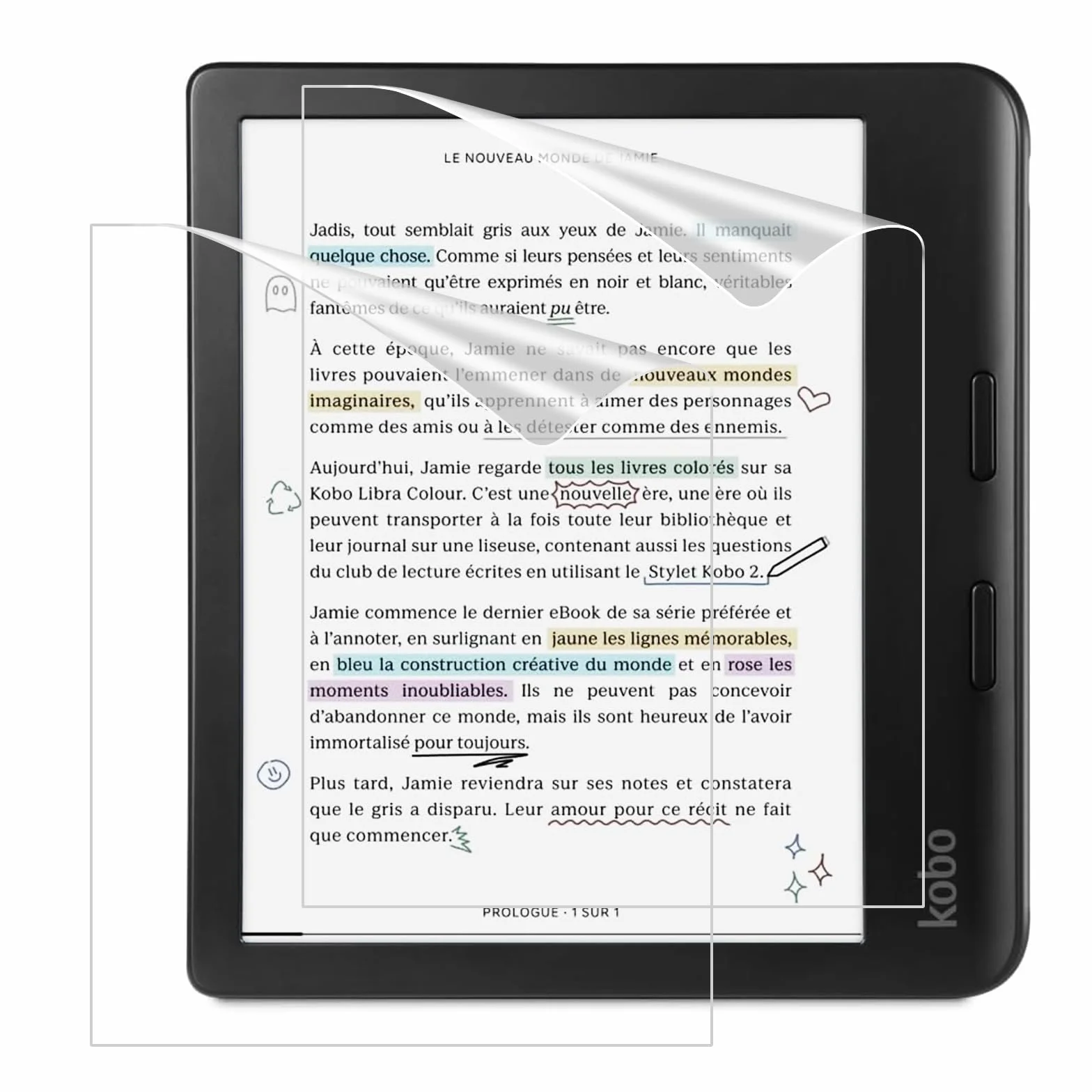 MoKo 2 Pezzi Pellicole Anti-Riflesso per 7 Pollici Kobo Libra Colour 2024/2025, Pellicola Protettiva Anti-Graffio per Kobo Libra 2 7" 2021
