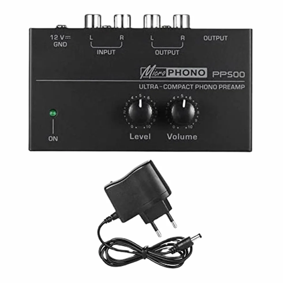 PP500 Pre Amp Preamplificatore Phono con Level Volume Control Spina EU