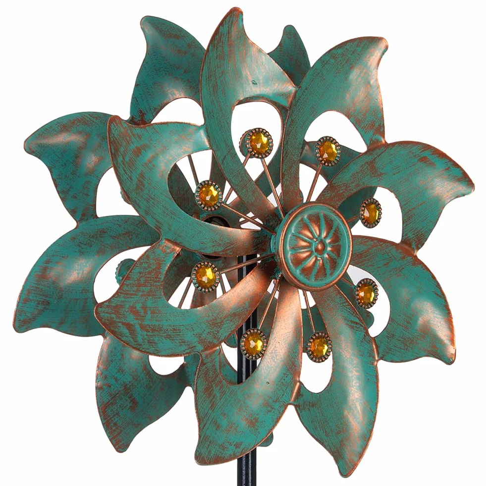 VEWOGARDEN Girandole a vento decorative da giardino, piccole girandole impermeabili in metallo per cortile e giardino, 94 x 25,4 cm (doppia lama)