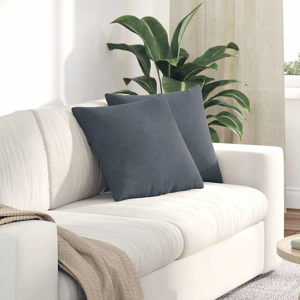 Cuscino decorativo corda 45x45 cm set 2 pezzi grigio scuro chiusura lampo imbottitura poliestere