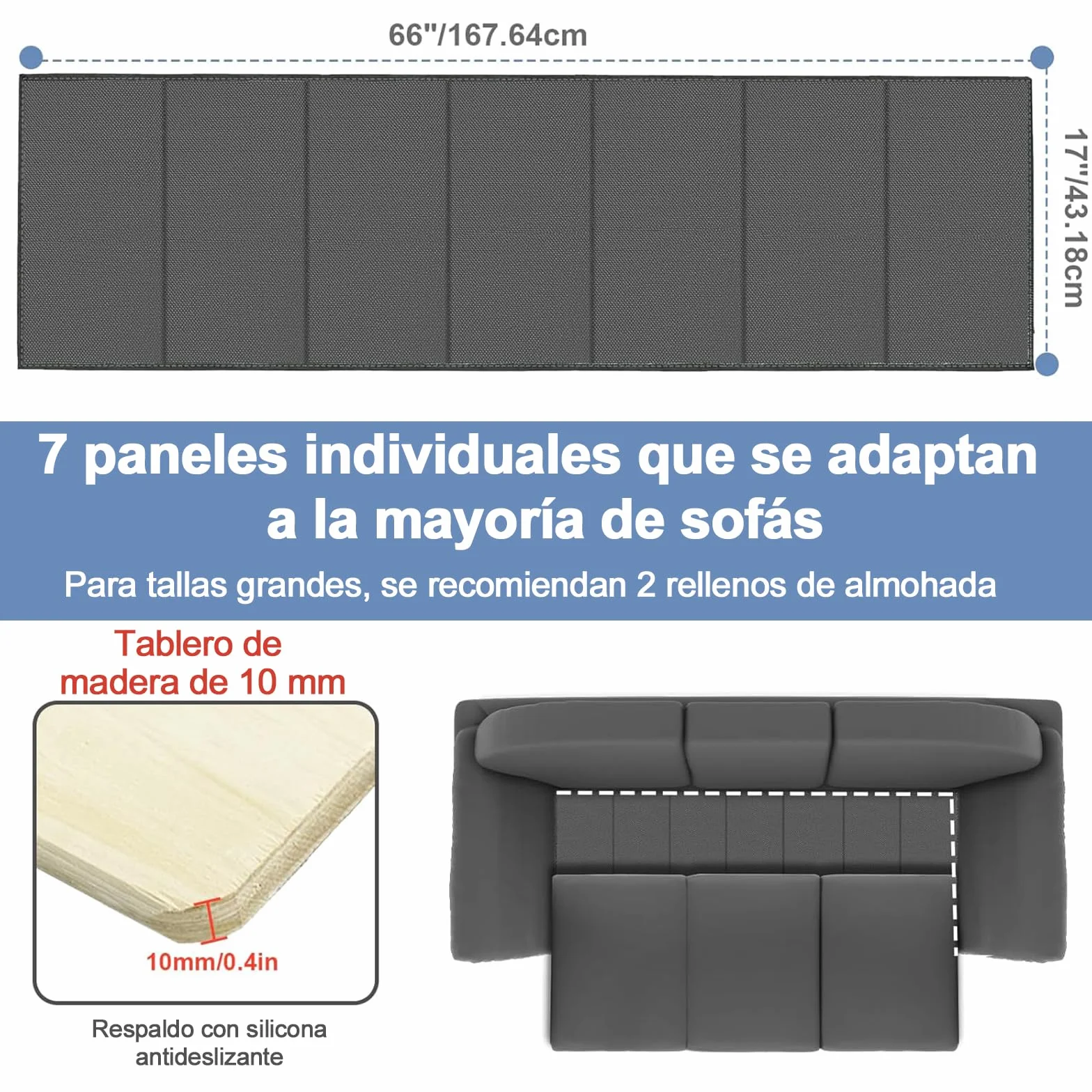 Cuscino Salvadivano Pieghevole 167,5x43 cm con Superficie Oxford e Supporti in Legno