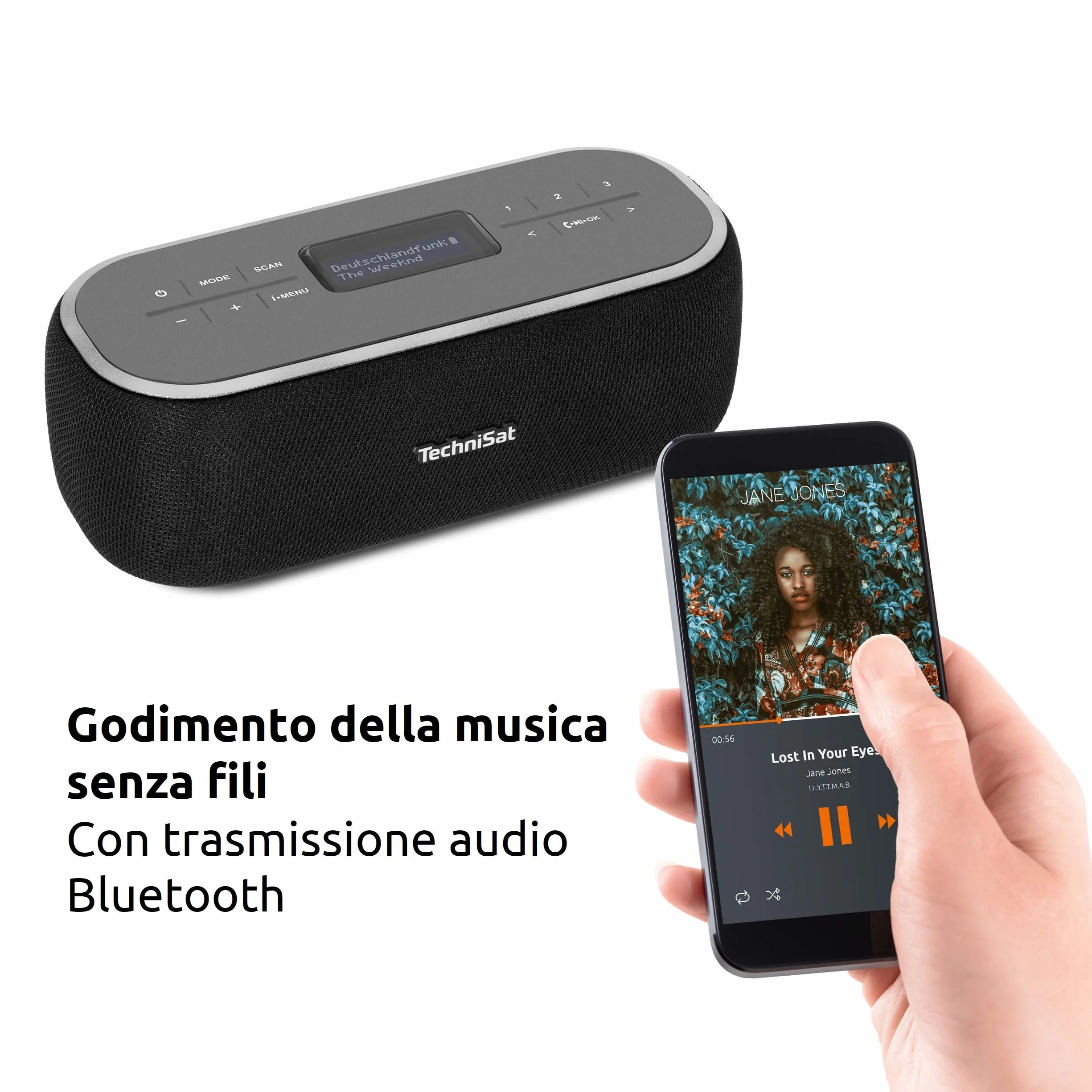 TechniSat VIOLA BT 1 Altoparlante Bluetooth portatile DAB+ FM radio sveglia LCD vivavoce AUX-in 6W