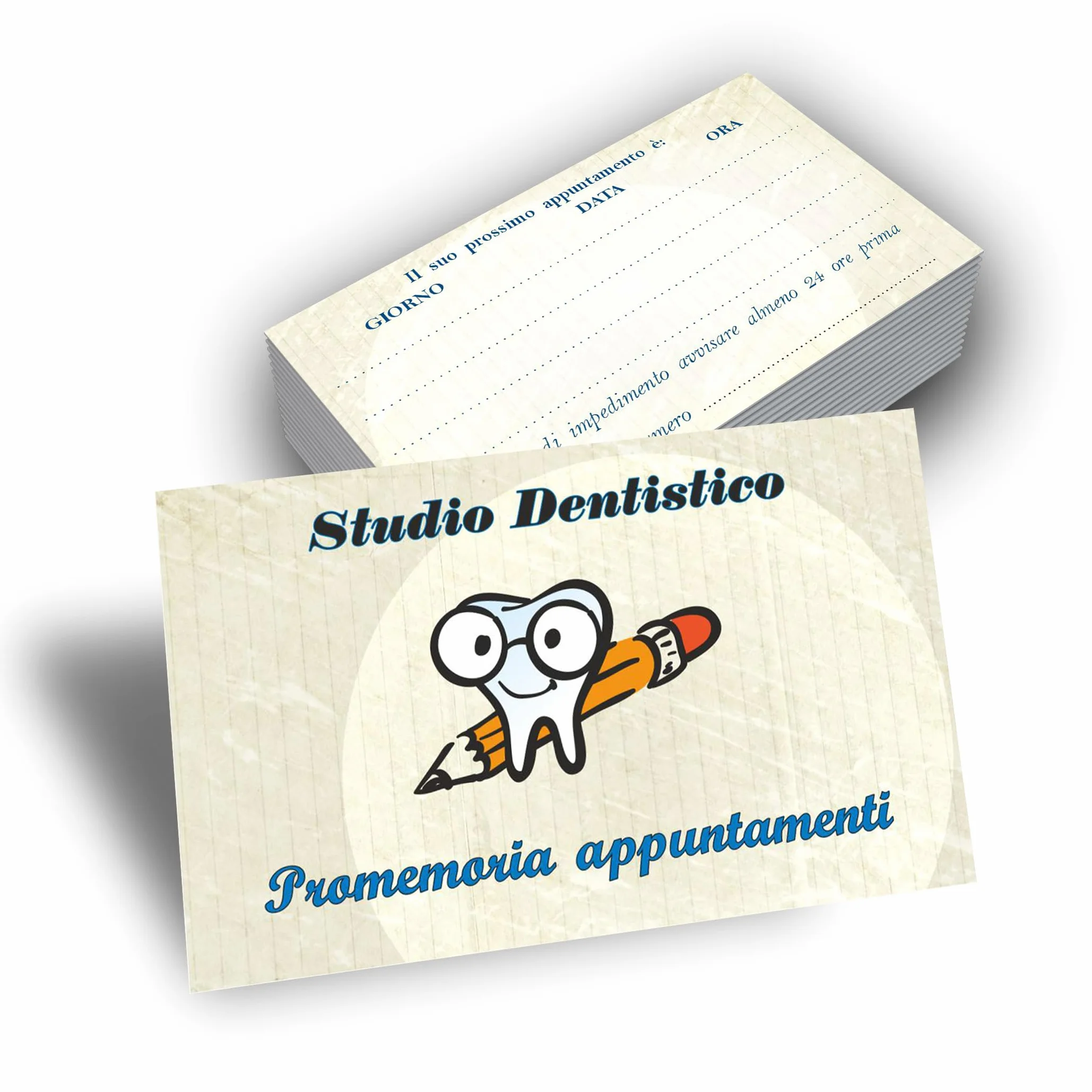 GHIBLI 500 Biglietti Appuntamento Dentista – Tessere Promemoria Pazienti Studio Odontoiatrico 4 Righe Giorno Data Ora