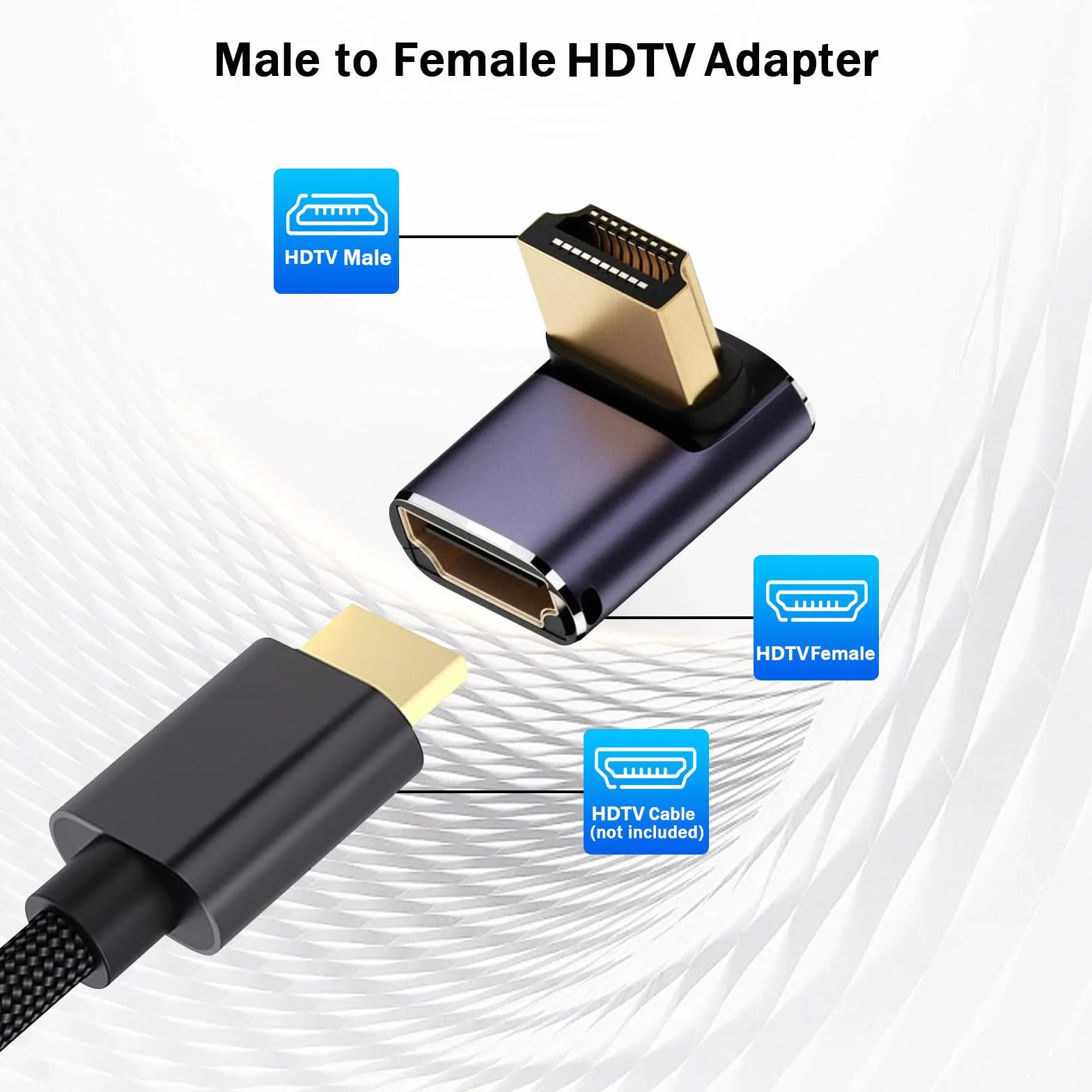 Adattatore HDMI 90 gradi 48 Gbps 8K @60Hz 4K @120Hz maschio a femmina con display LED 2 pezzi