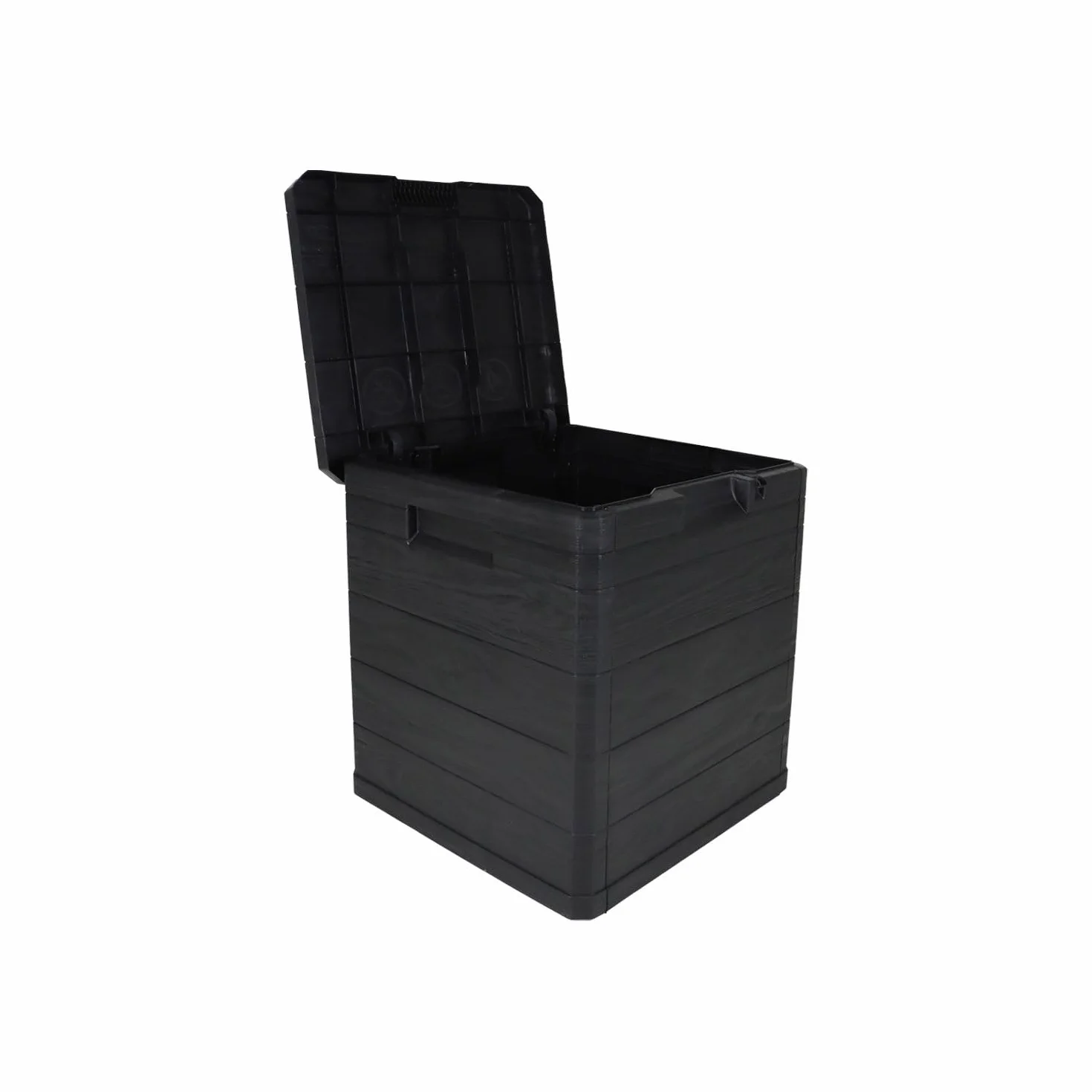 MA MAISON Bauletto Multibox da Giardino 90 Litri Effetto Simil Legno Contenitore Stoccaggio in Resina Antracite 42,5x44x50h cm da Esterno da Interno Resistente ai Raggi Uv - Made in Italy